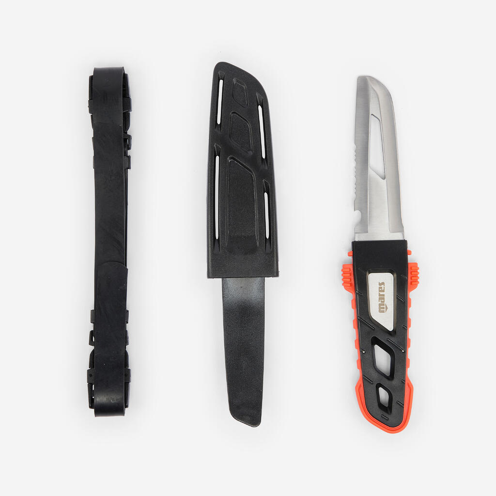 Diving knife, flat tip, MC 100 black red