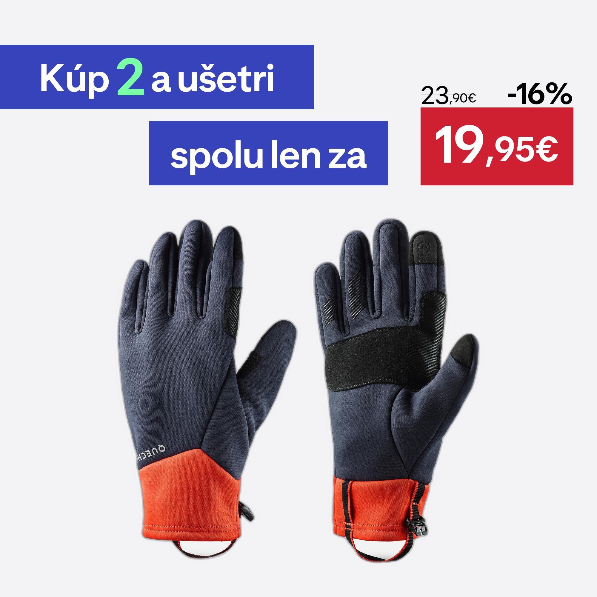 QUECHUA Detské dotykové rukavice HIKE500 6-14 r. modro-červené 6 rokov