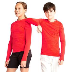Camiseta térmica de fútbol manga larga Niño Kipsta Keepdry 500 naranja