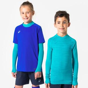 Camiseta térmica fútbol sin costuras manga larga de fútbol niño, Keepdry azul