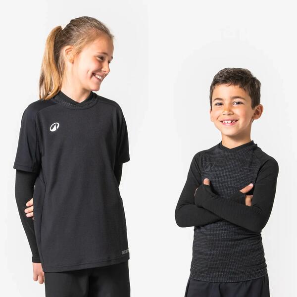 KIPSTA Camiseta térmica de fútbol manga larga Niño Kipsta Keepdry 500 negro