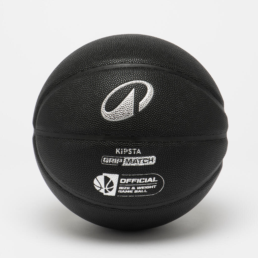 Ballon de basket taille 7 - GRIP MATCH Noir Argent