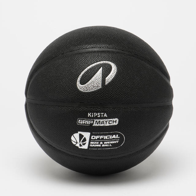 Ballon de basketball taille 7 - GRIP MATCH BT500X noir argent