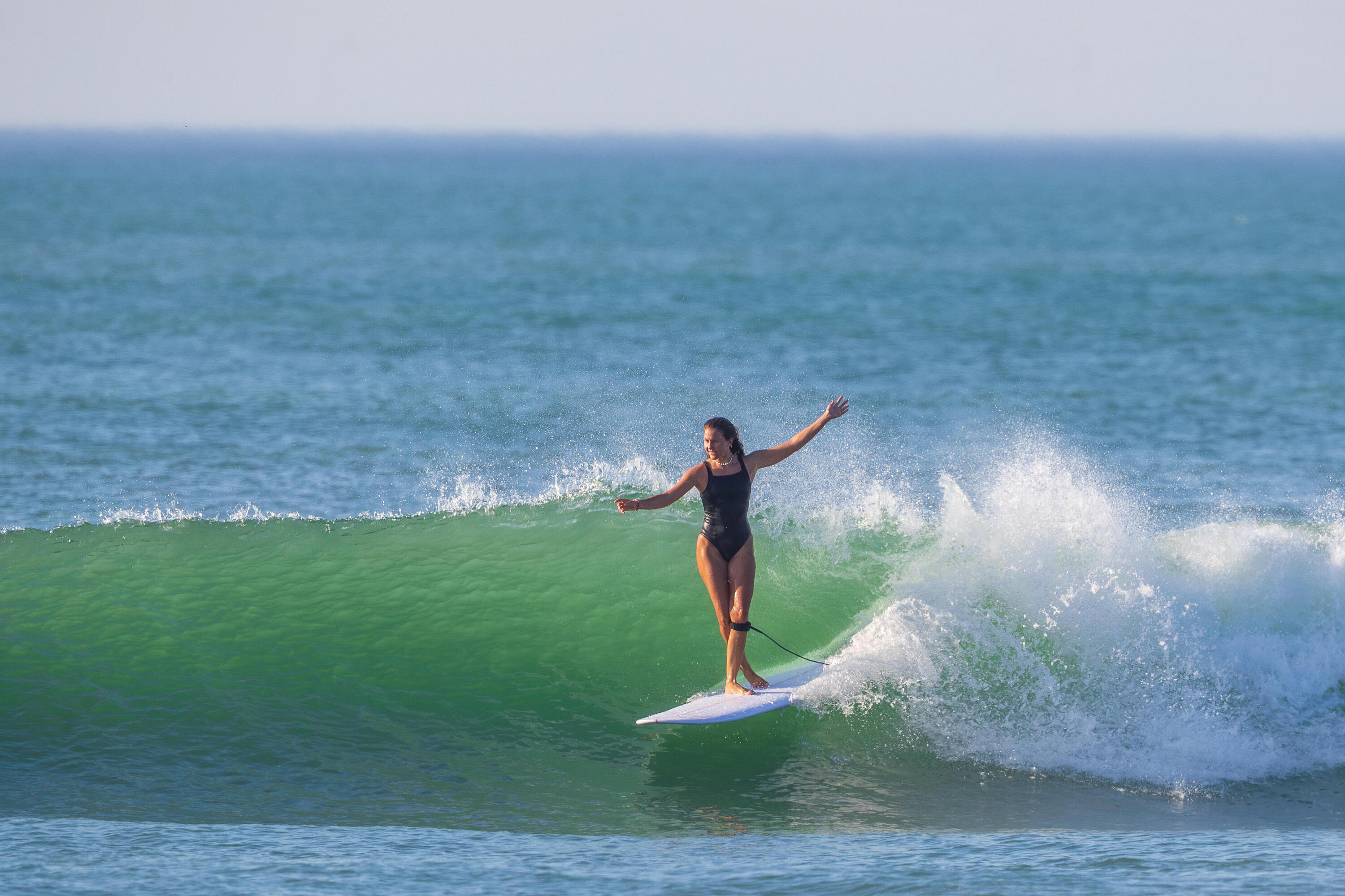 Planche de longboard surf 9'4, 900 Noserider clear blanc 12/12