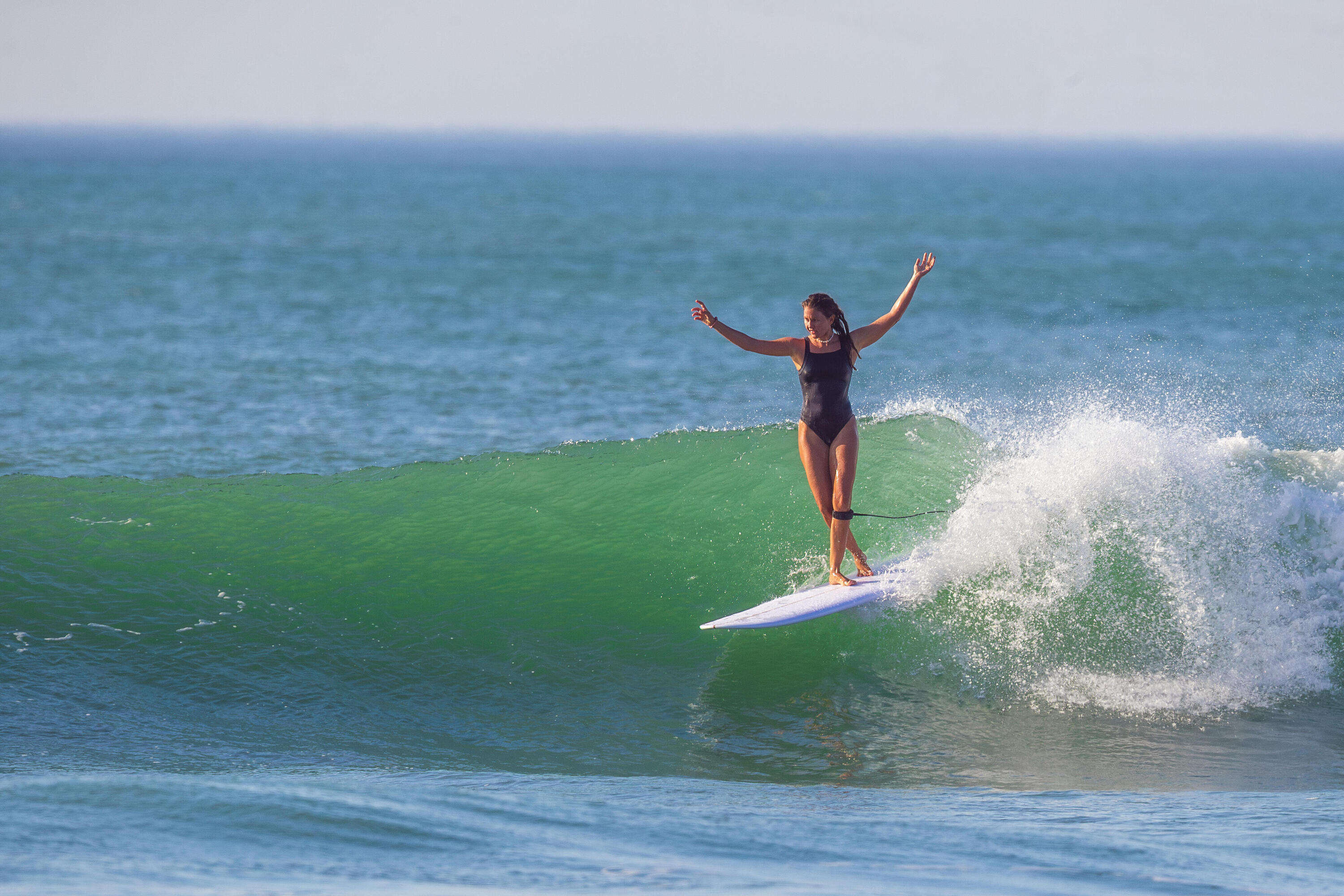 Planche de longboard surf 9'4, 900 Noserider clear blanc 6/12