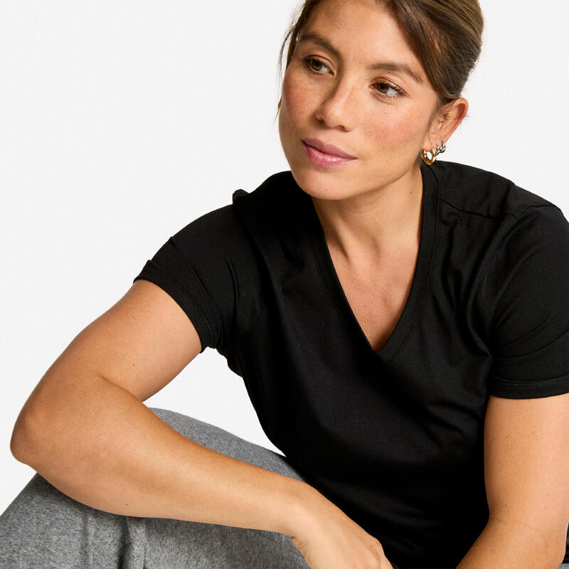Tricou COOLMAX guler v Negru Damă