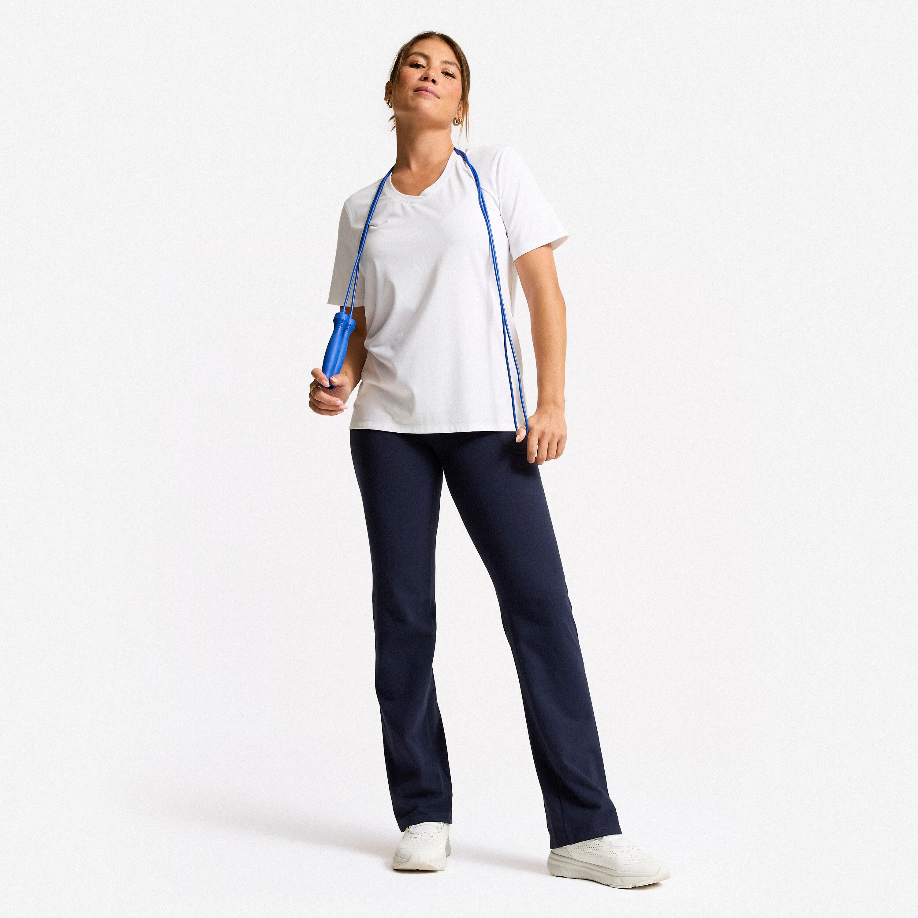 Leggings Damen ausgestelltes Bein Baumwolle - dunkelblau 2/6