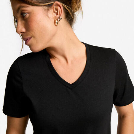 Футболка жіноча з V-подібним вирізом Coolmax чорна