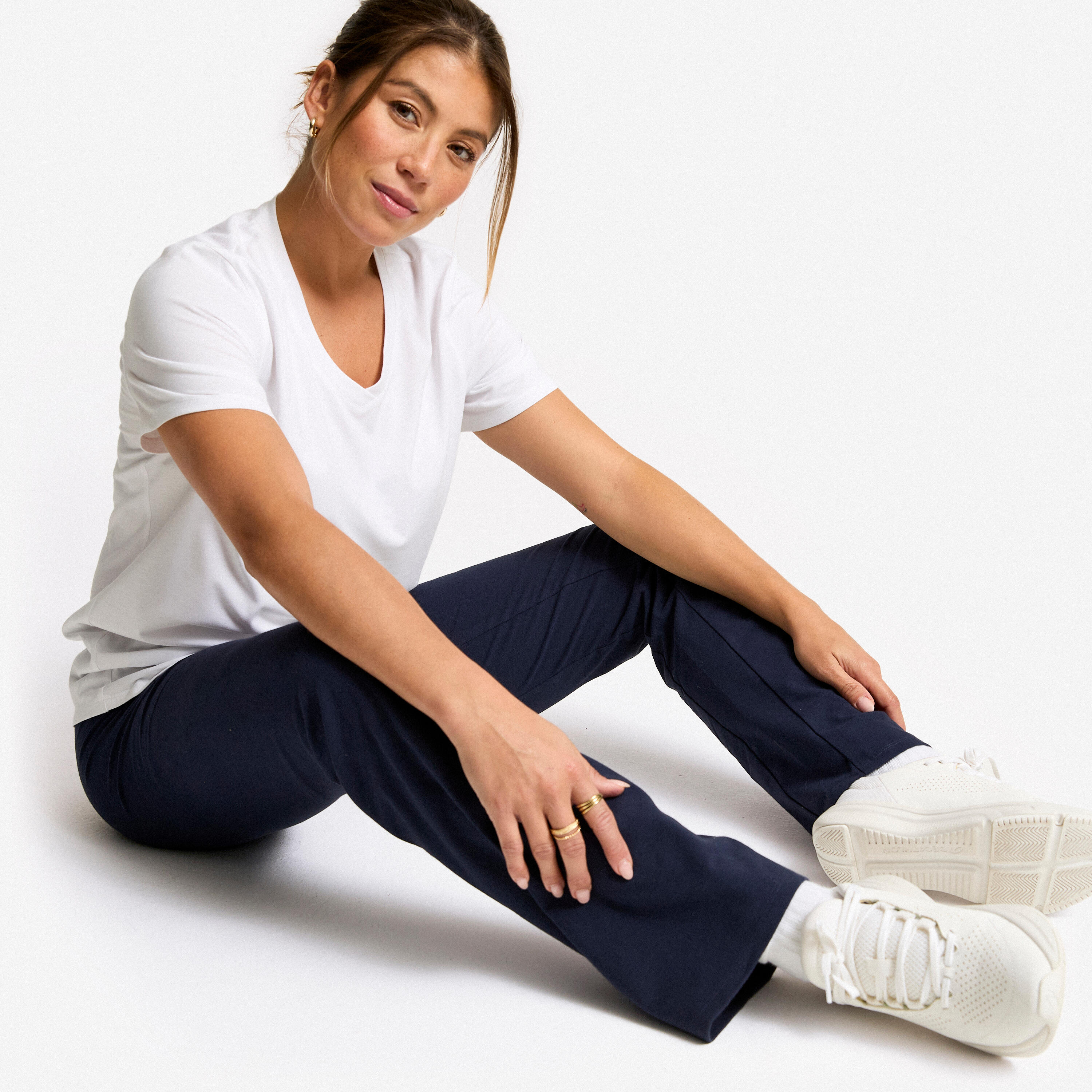 Leggings Damen ausgestelltes Bein Baumwolle - dunkelblau 6/6
