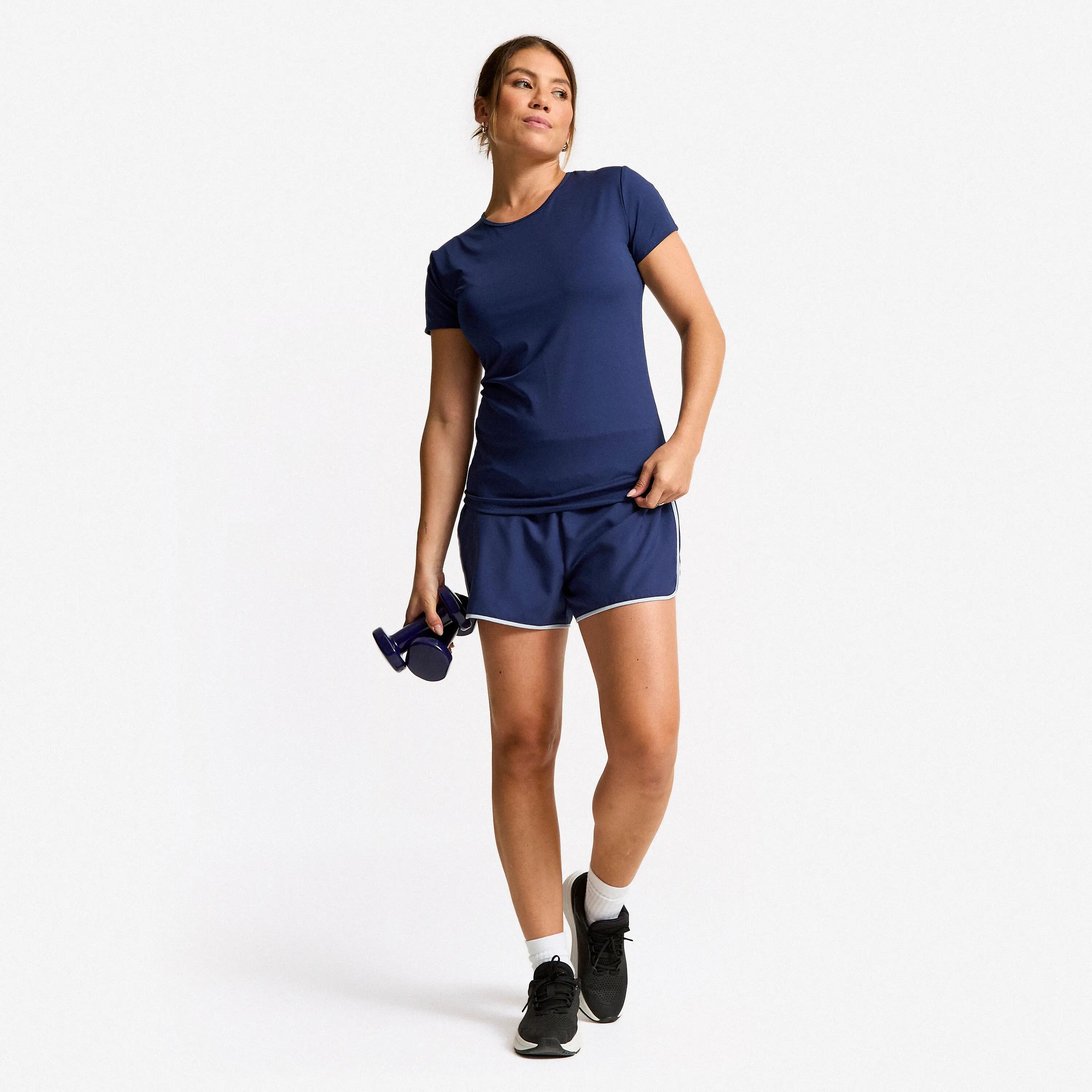 T-Shirt de Fitness cardio Mulher, Azul Marinho 7/7