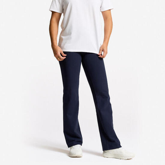 Leggings Damen ausgestelltes Bein Baumwolle - dunkelblau