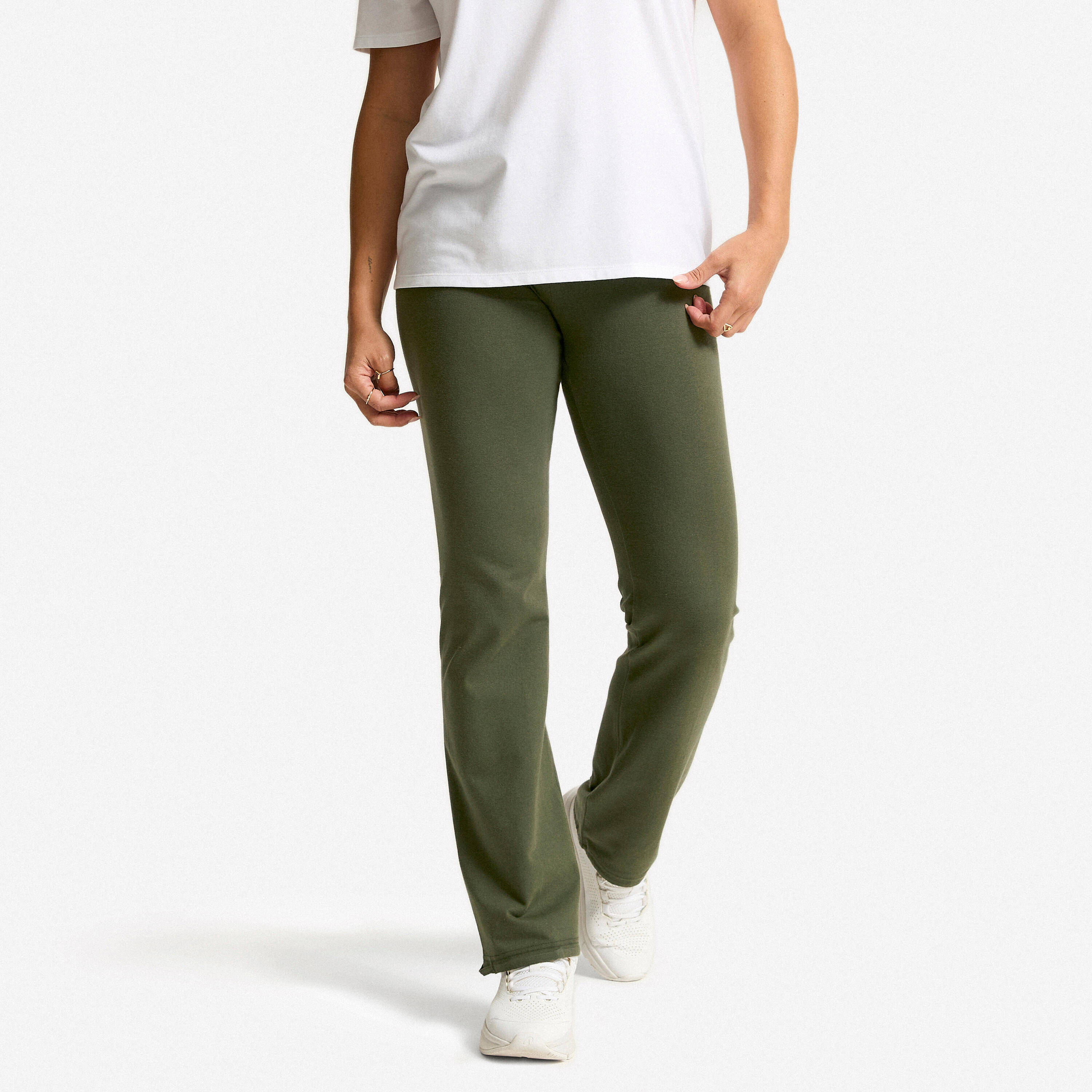 Women Gym Trackpants, Stretchable and Quick Dry 500 - Khaki -  1