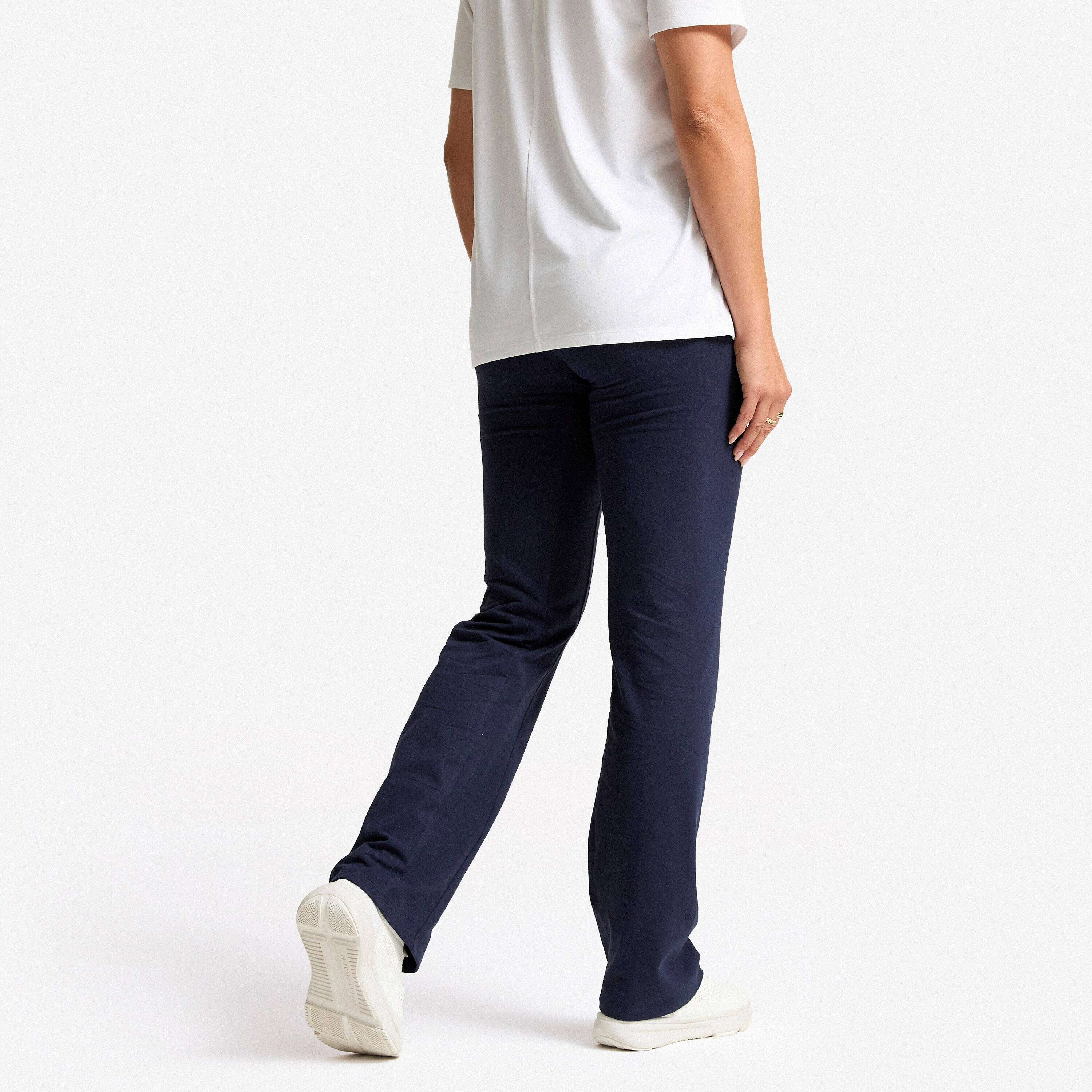 Women Gym Fitness Leggings, 100% Cotton, Flared Fit, 500 - Blue -  3