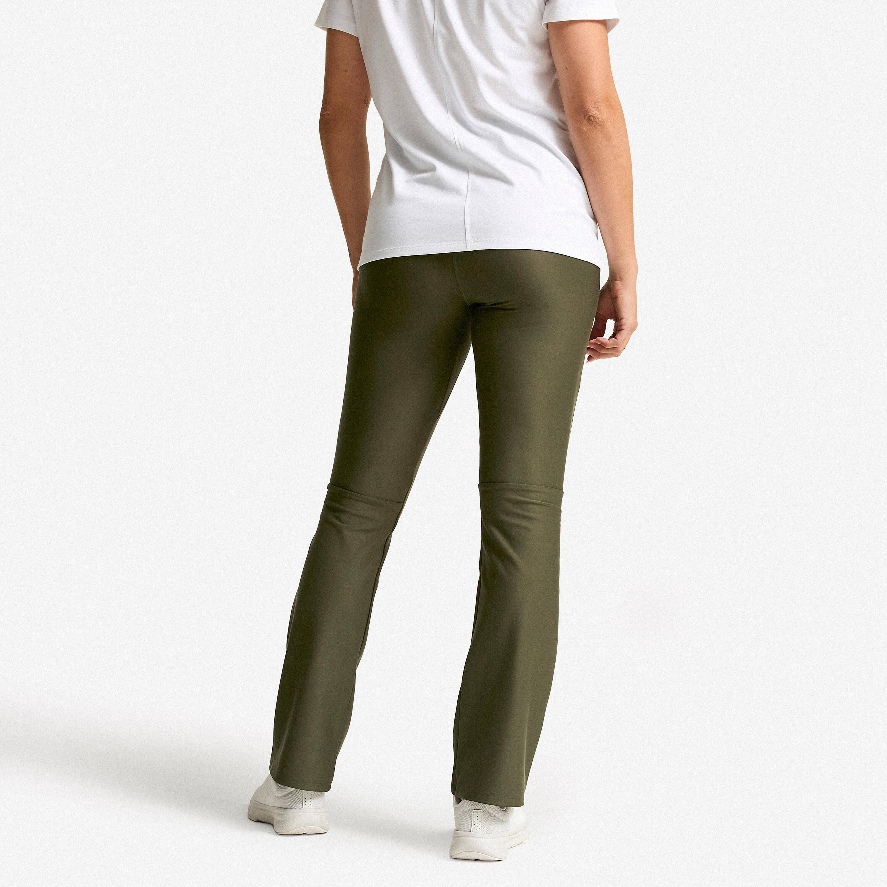 Women's Straight Leg Fitness Leggings - Khaki -  2