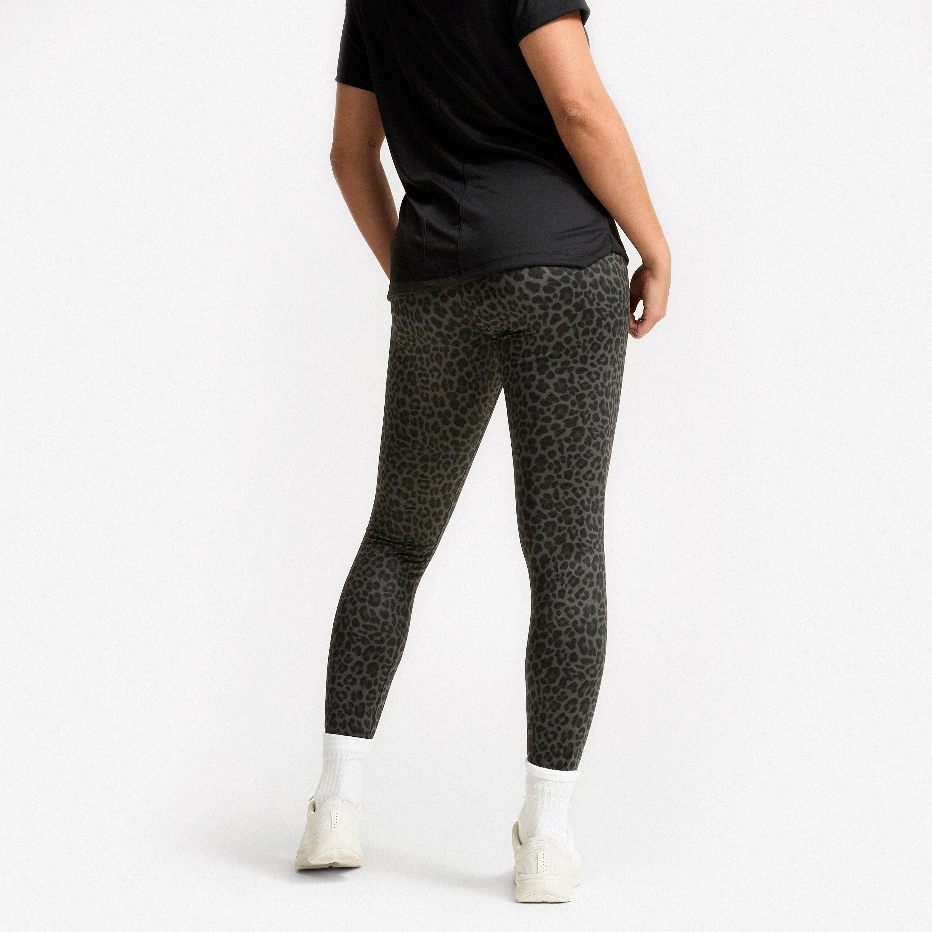 Women's Fitness High-Waisted Leggings - Grey Print -  3
