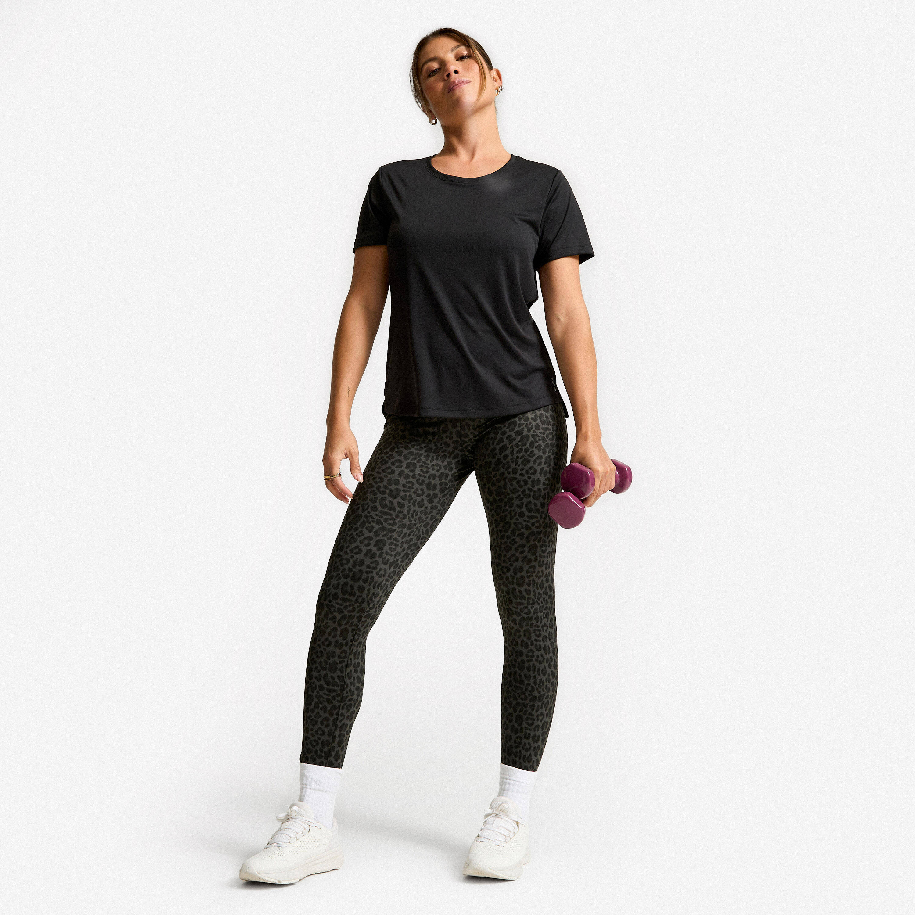 Women's Fitness High-Waisted Leggings - Grey Print -  2