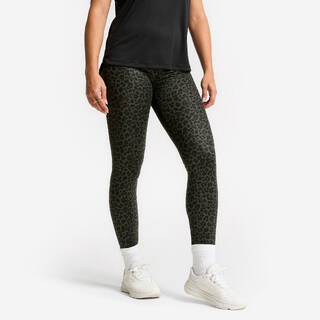 Women's breathable high-waisted sports leggings, grey print