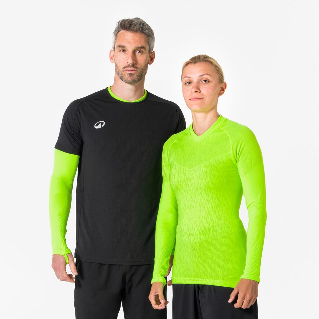 Unisex Long-Sleeved Seamless Thermal Football Base Layer Top Keepdry Neon Yellow