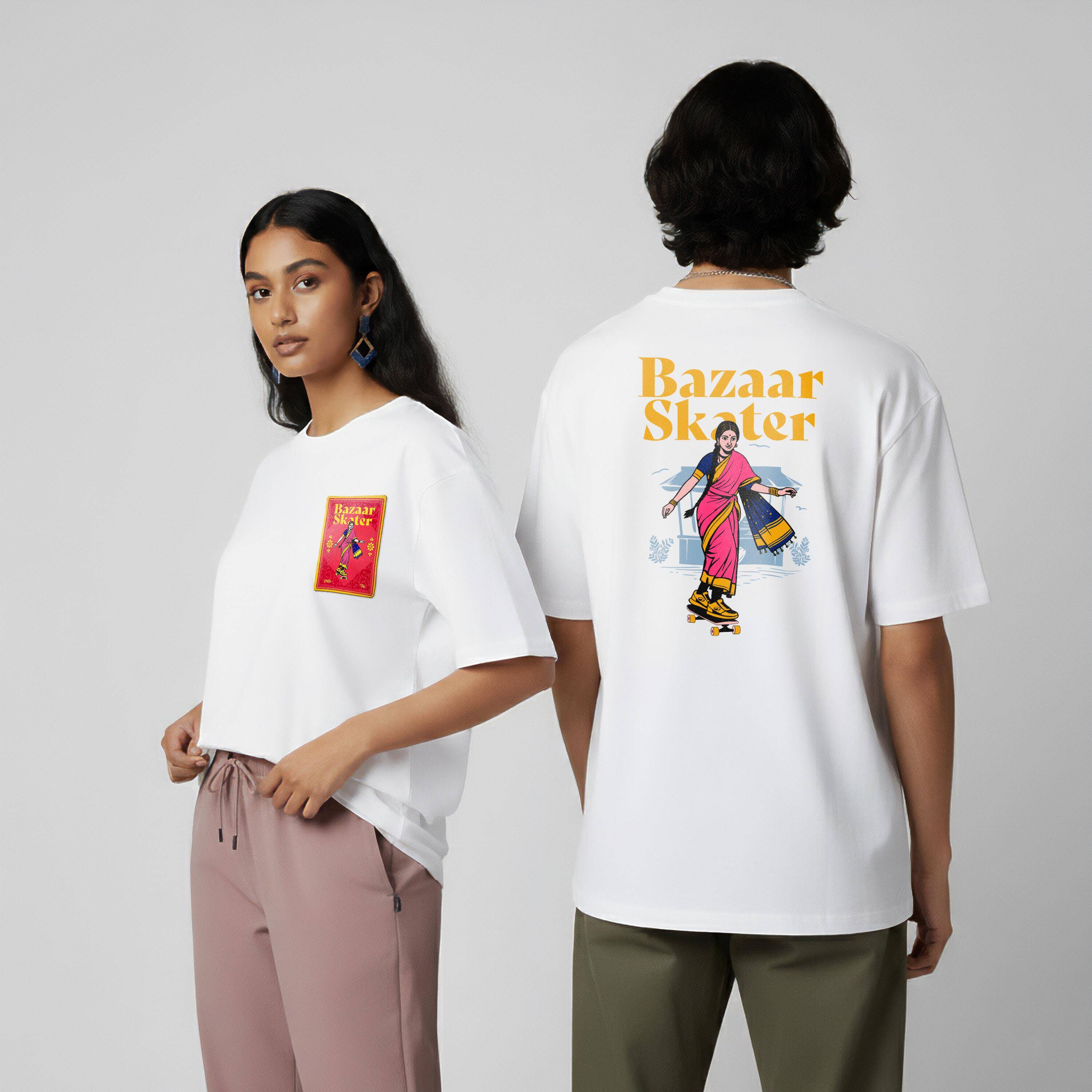 Unisex Oversized Cotton Graphic T-Shirt - Bazaar Skater -  3