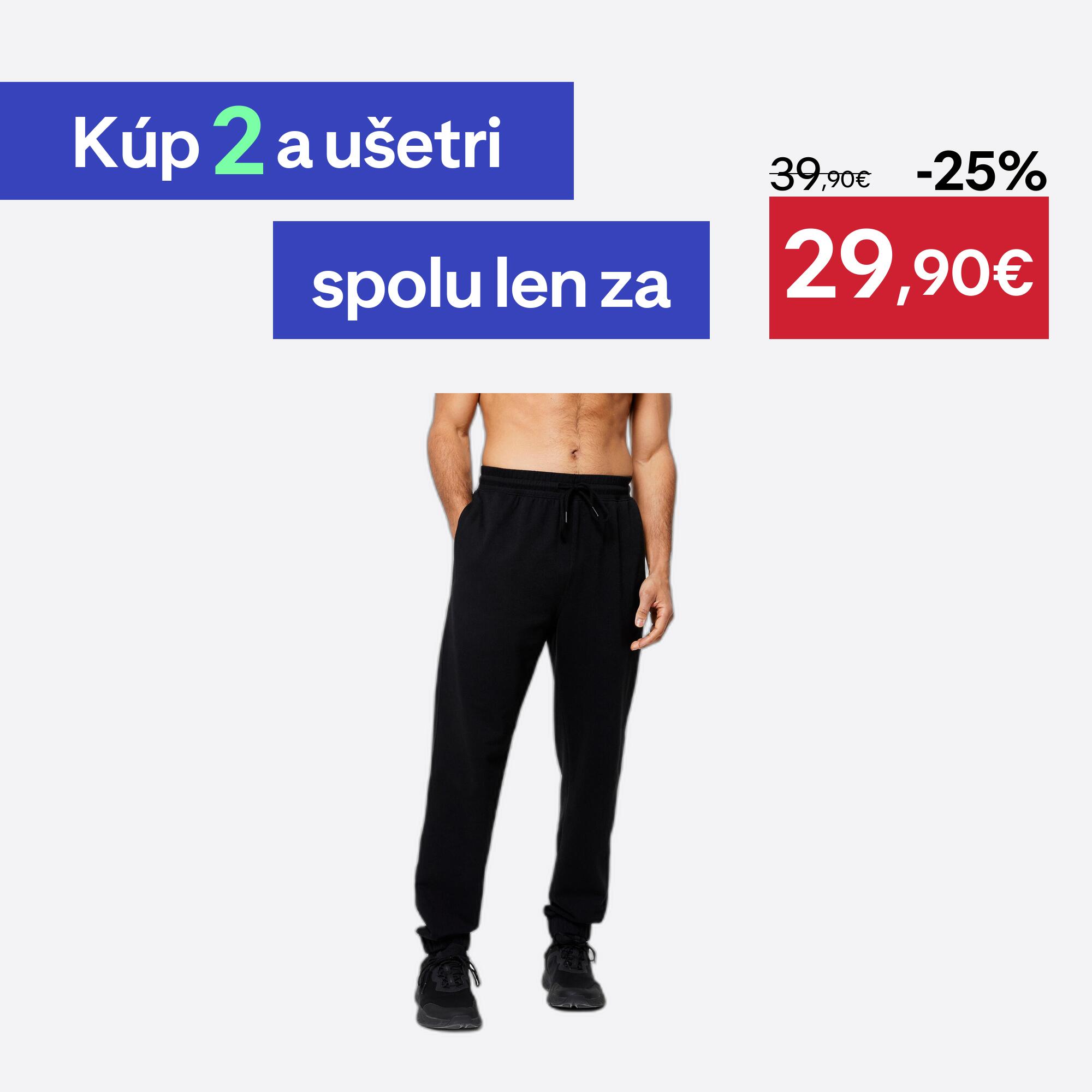 DOMYOS Pánske nohavice 500 na fitness čierne @S W30 L31