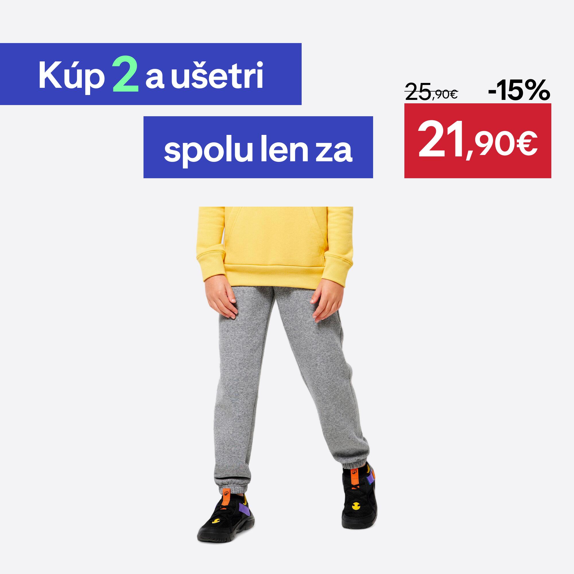 DOMYOS Detské hrejivé tepláky k súprave tmavosivé 151-160 cm