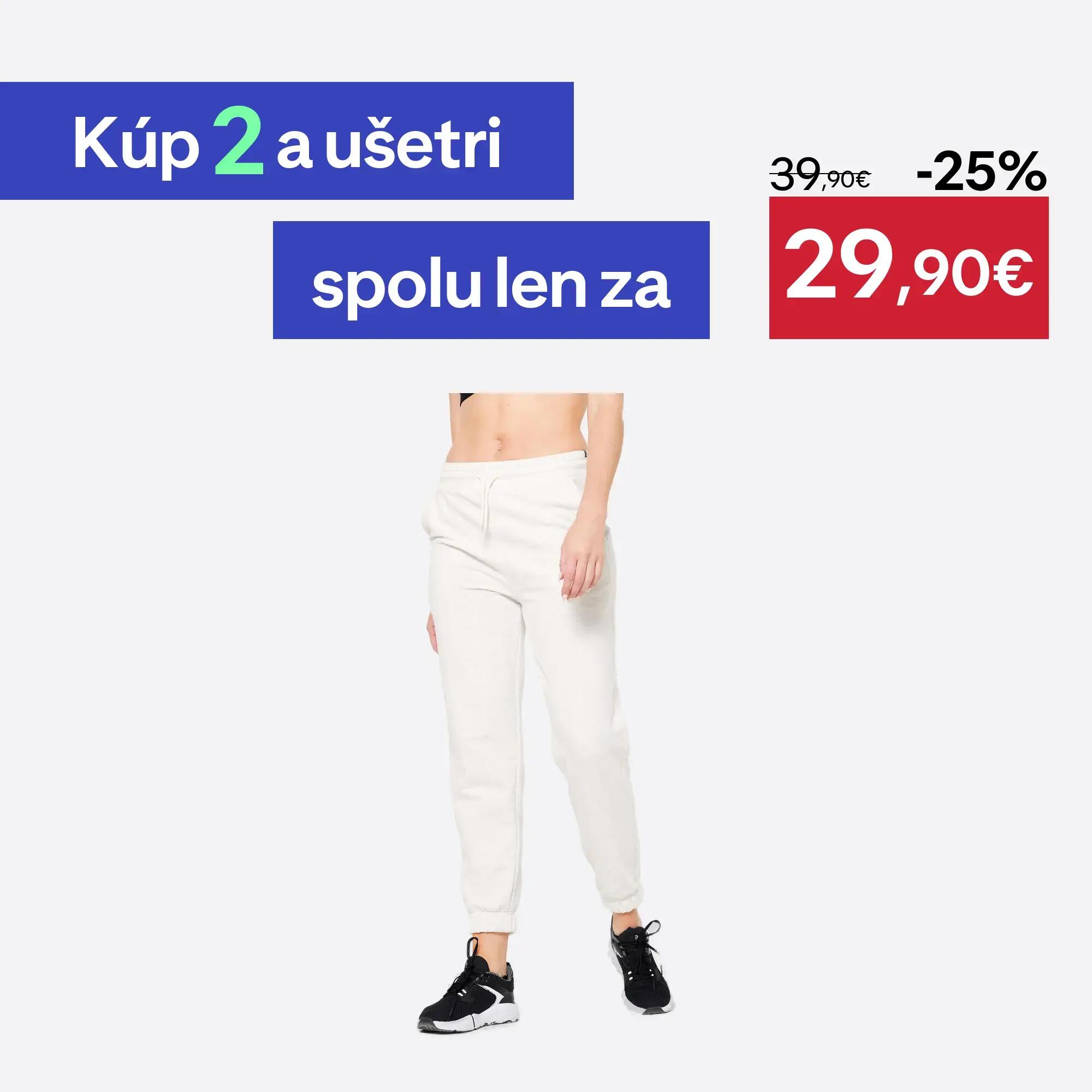 Pantalon de trening din bumbac Regular 500 Fitness Essentials Alb Damă 7/8