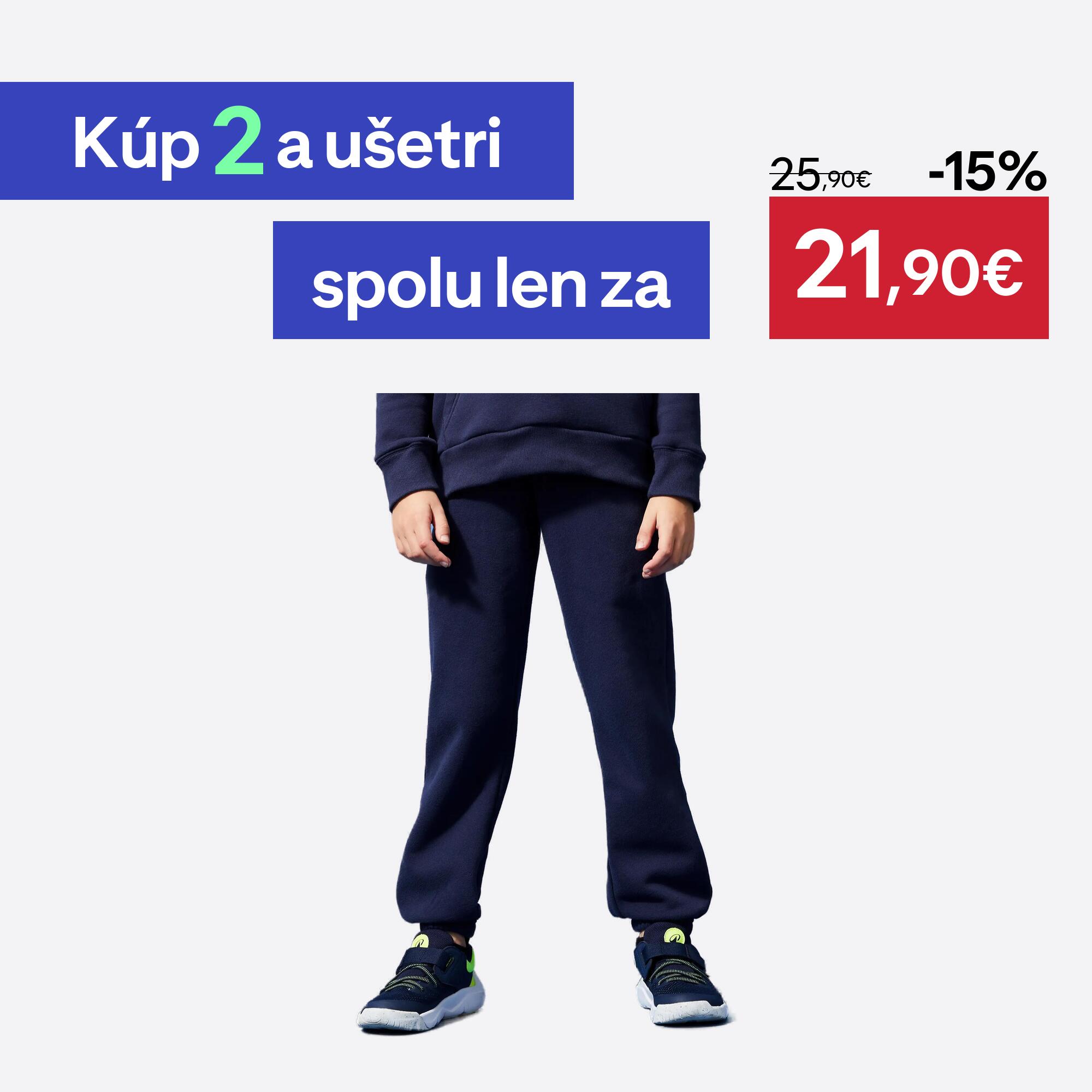 DOMYOS Detské hrejivé tepláky tmavomodré 131-140 cm