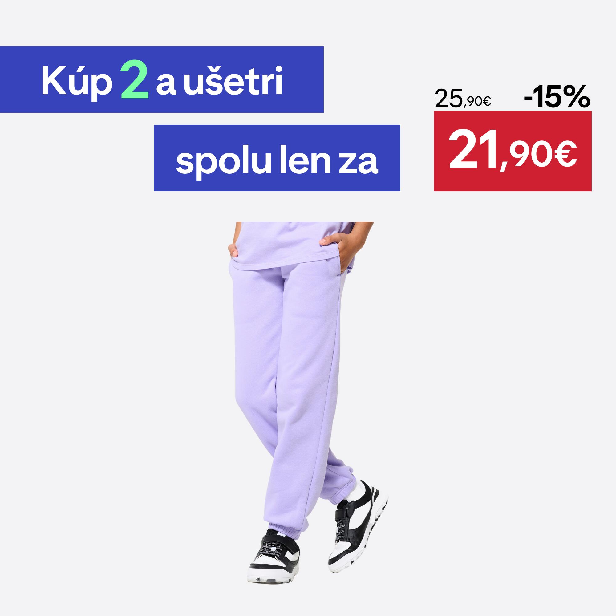 DOMYOS Detské hrejivé tepláky k súprave fialové 151-160 cm