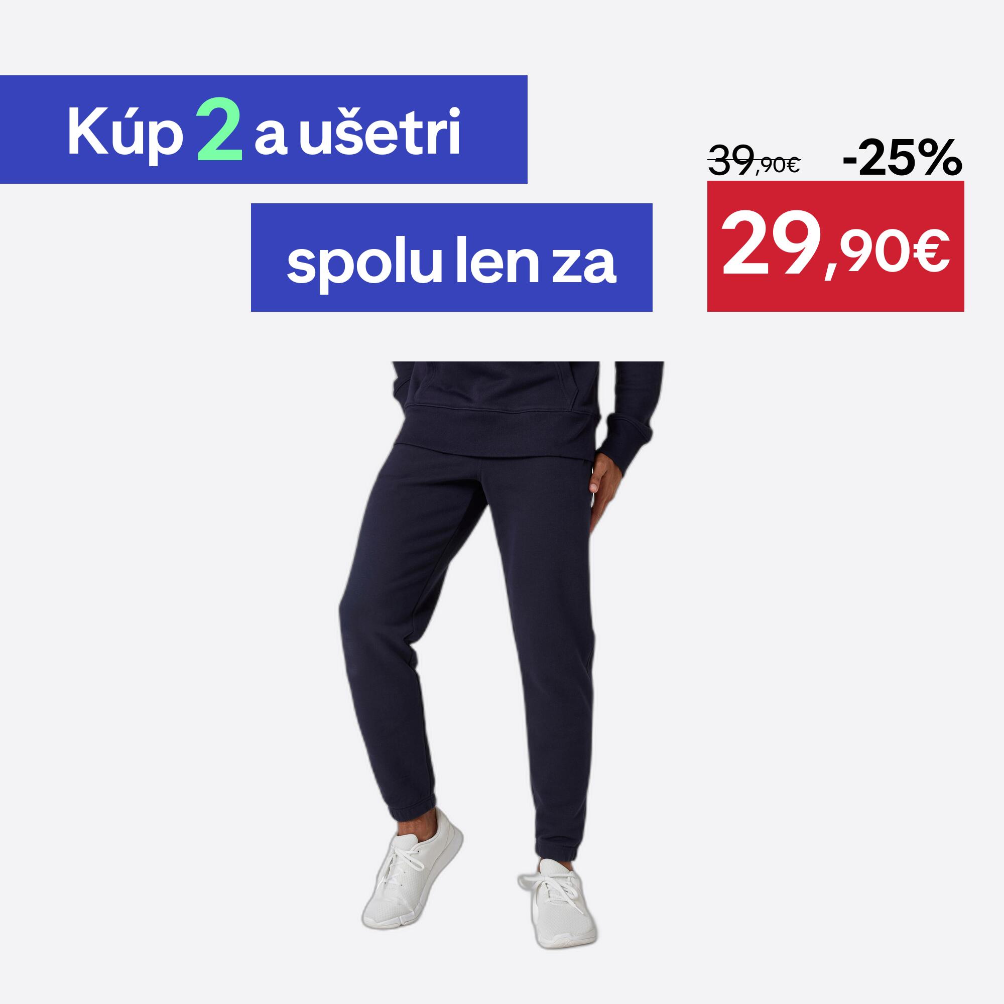 DOMYOS Pánske nohavice na fitness 500 Essentials tmavomodré S W30 L33