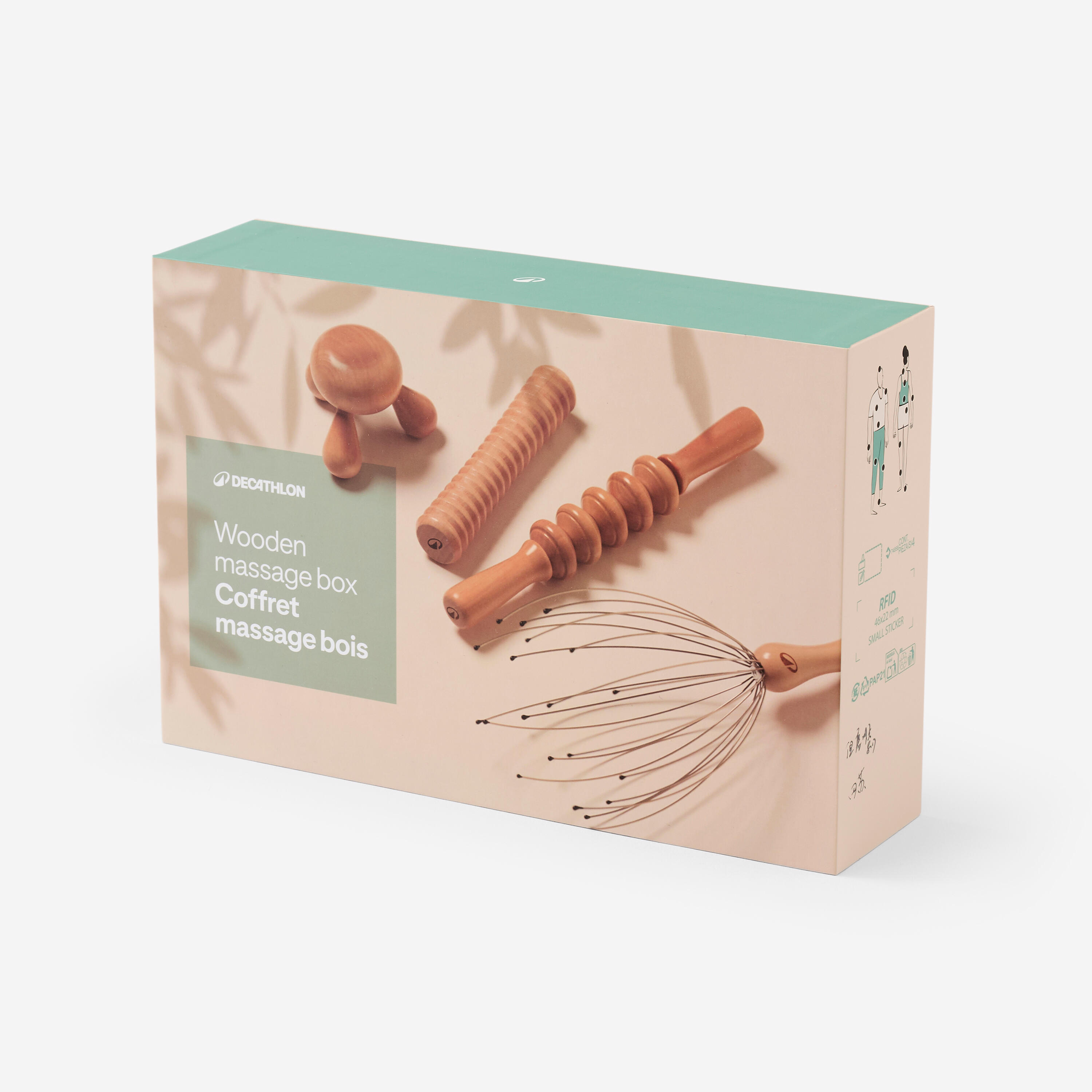DECATHLON Súprava 4 drevených masážnych doplnkov