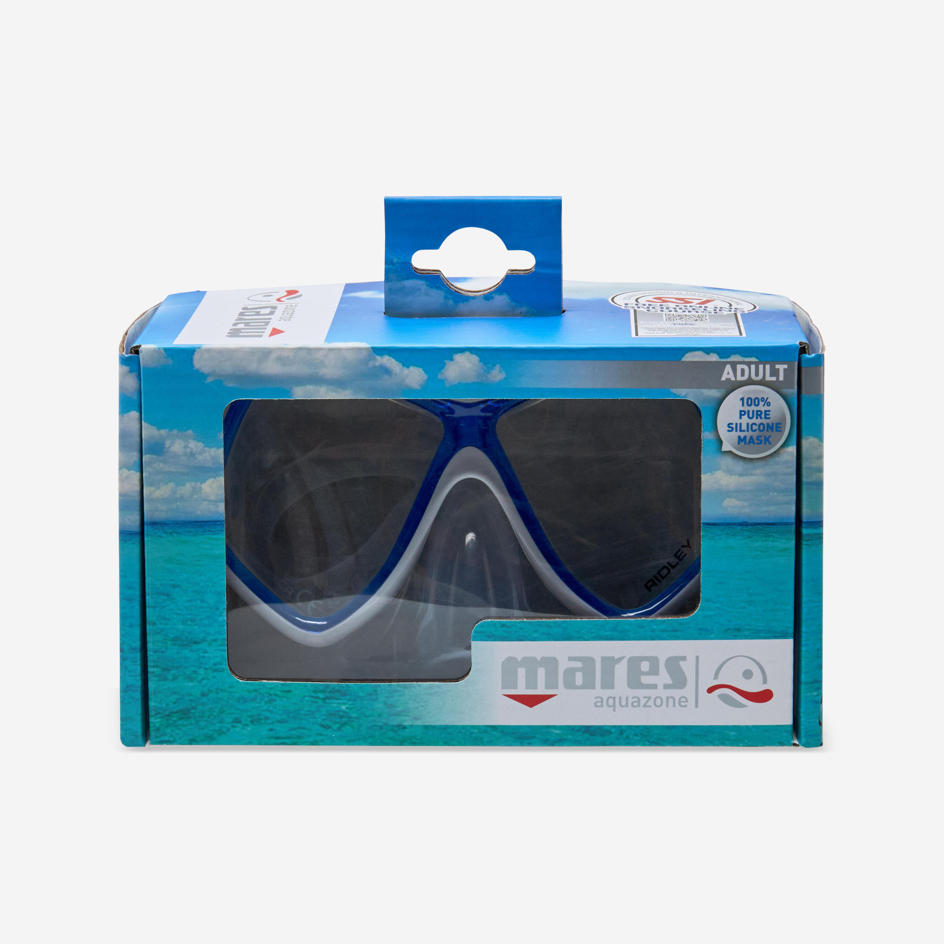 Maschera snorkeling e subacquea MARES RIDLEY bianco-blu 4/4