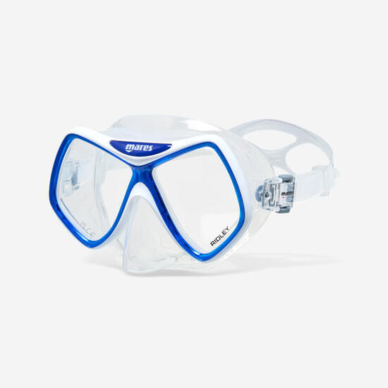 Masque snorkeling et plongée Mares Ridley, transparent blanc/bleu