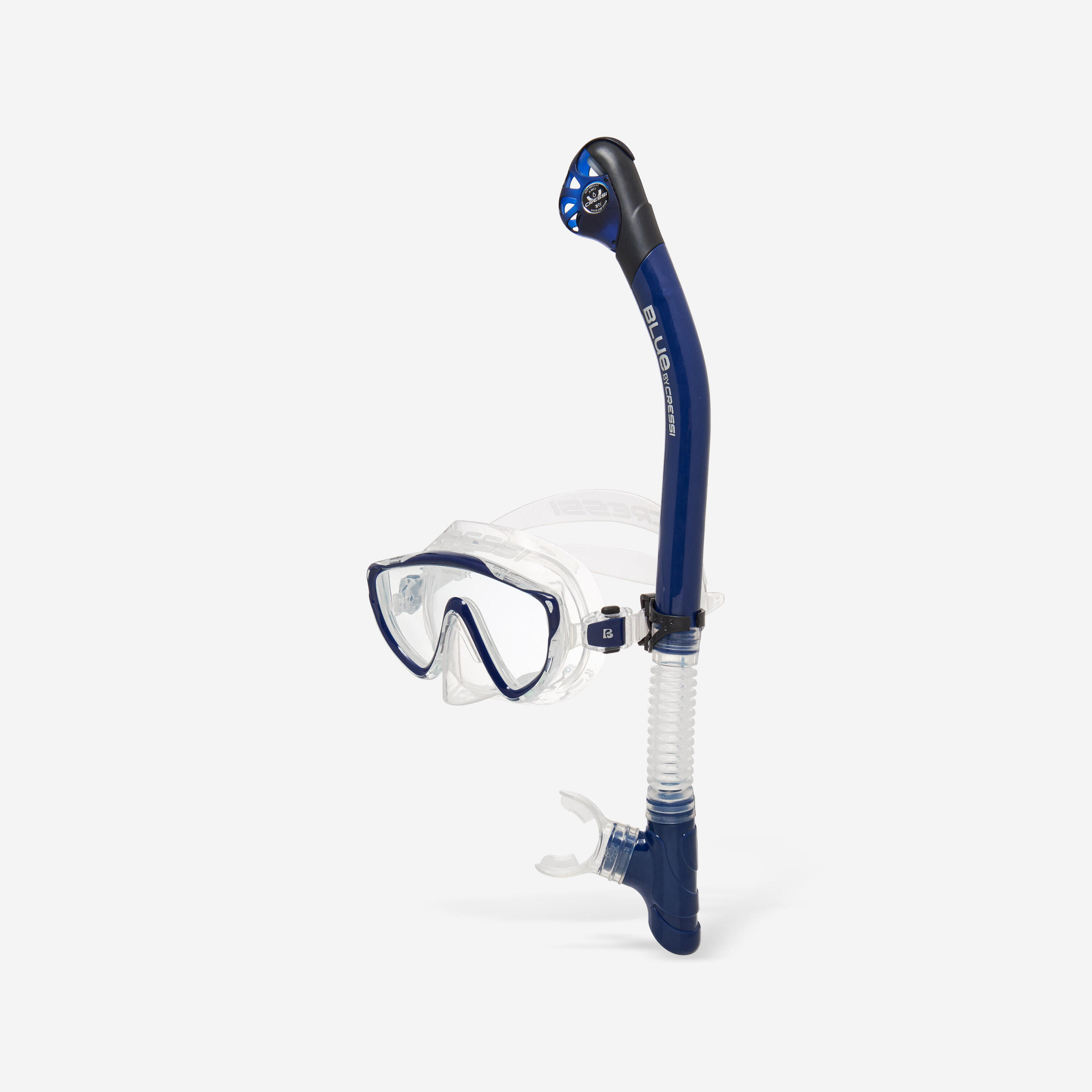 Schnorchelset verstellbare Flossen Maske Trockenschnorchel - Tino schwarz/blau  2/7