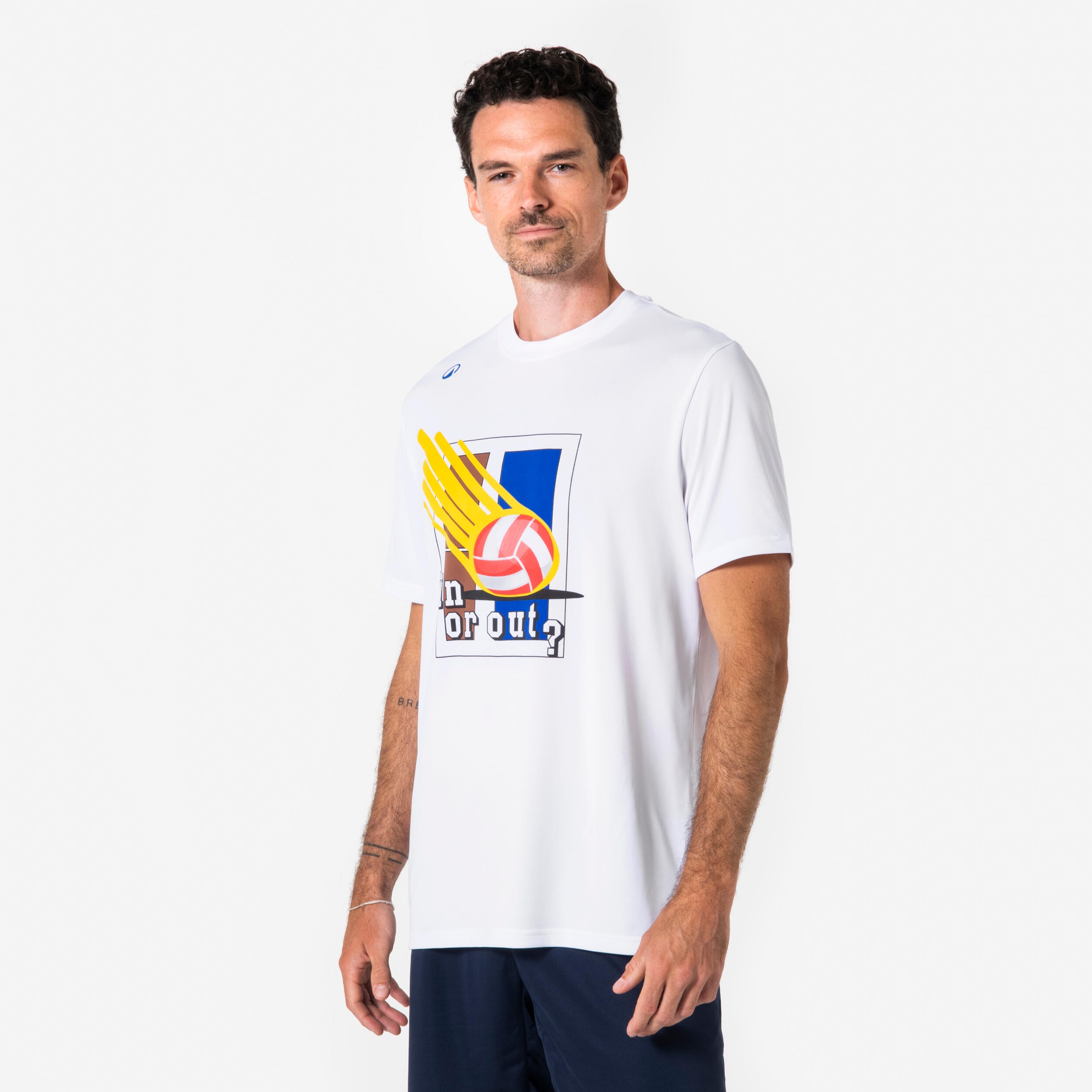 T-shirt de volley homme femme, VB training blanc 3/12
