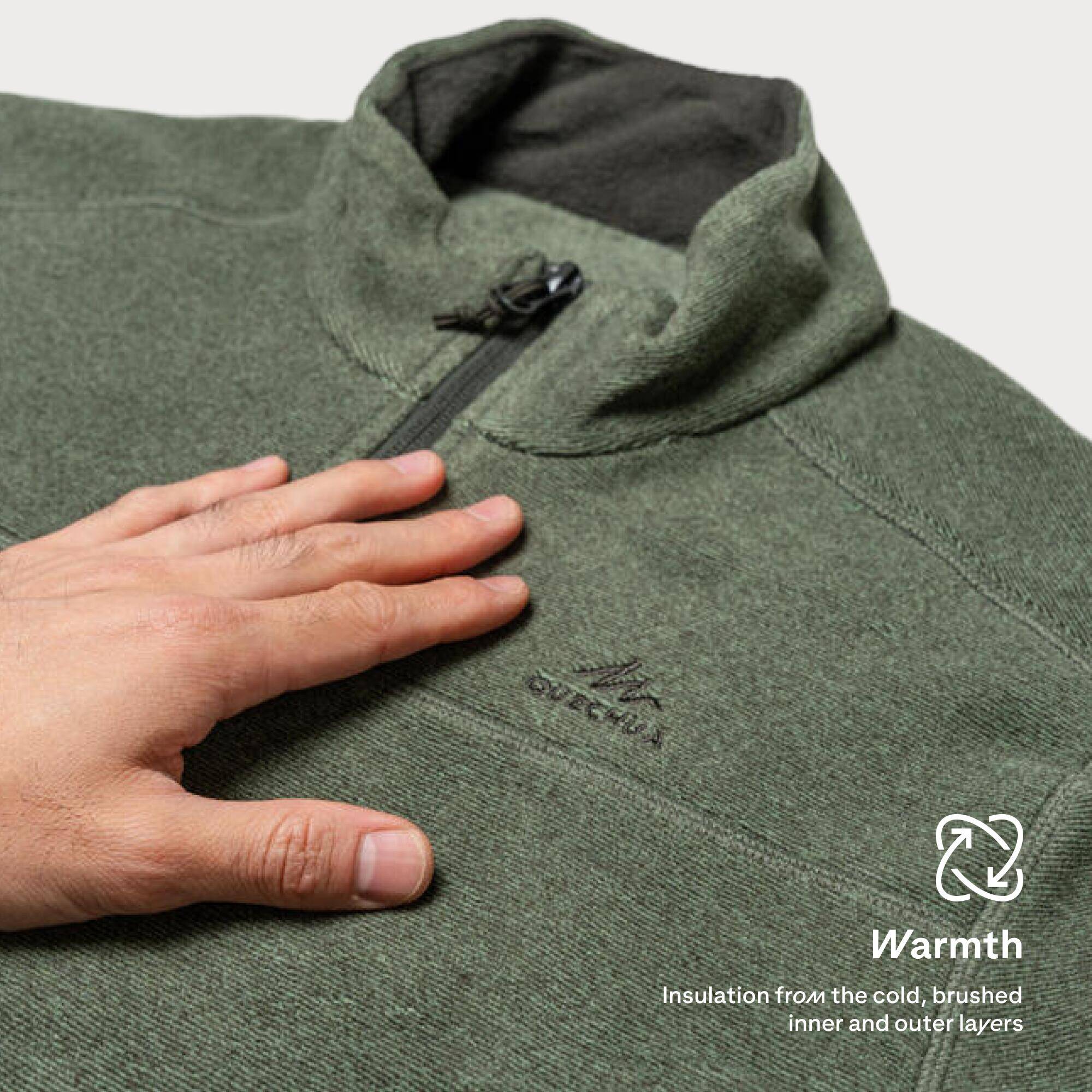 Men’s Mountain Hiking Fleece MH100 Full Zip - Green -  4