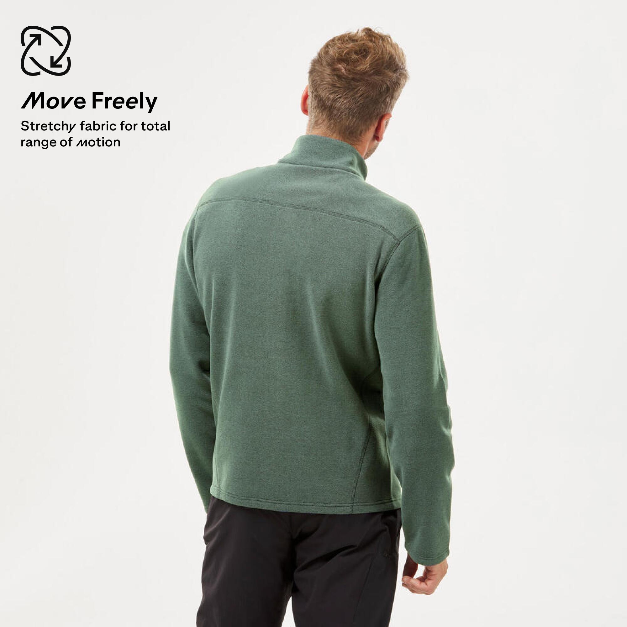 Men’s Mountain Hiking Fleece MH100 Full Zip - Green