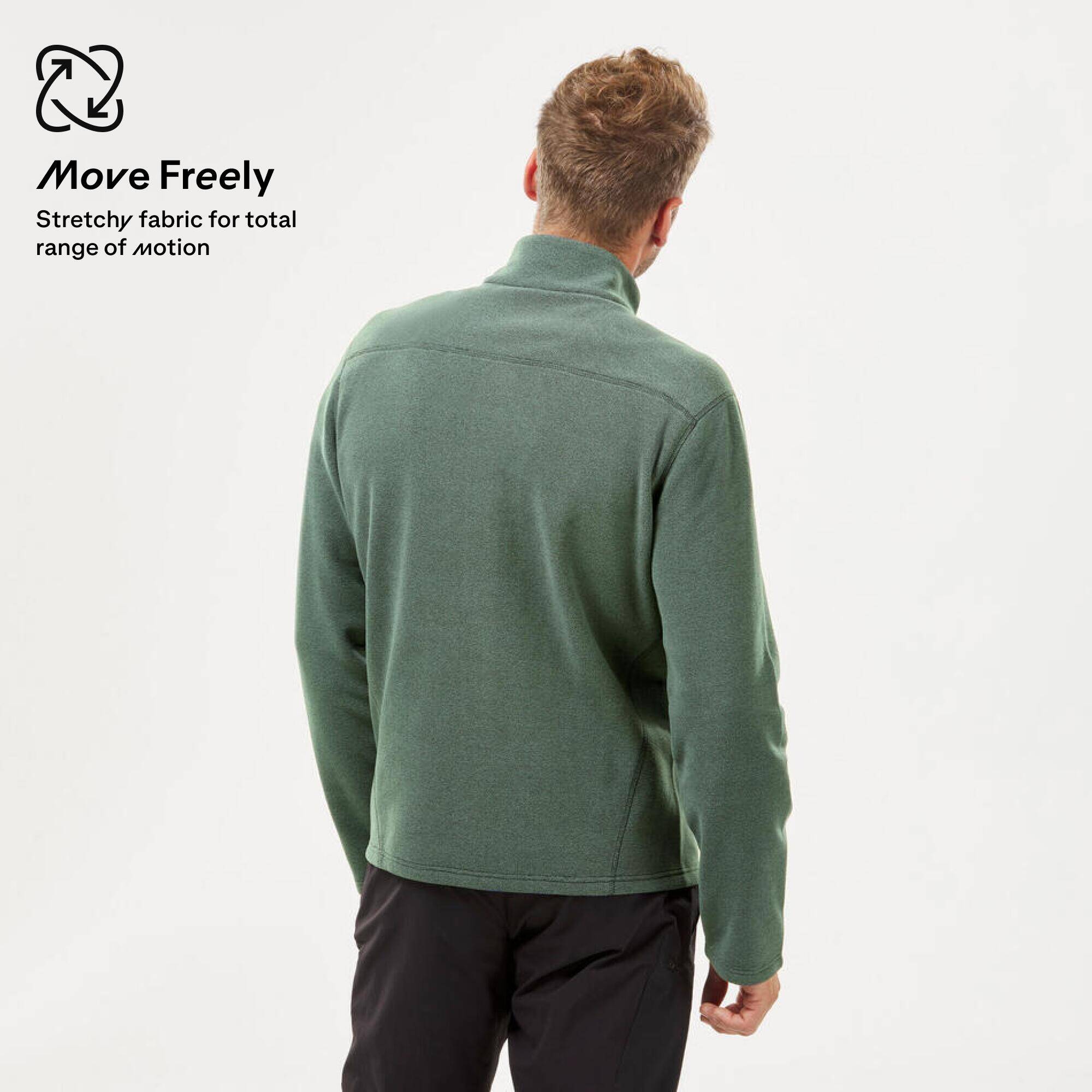 Men’s Mountain Hiking Fleece MH100 Full Zip - Green -  5