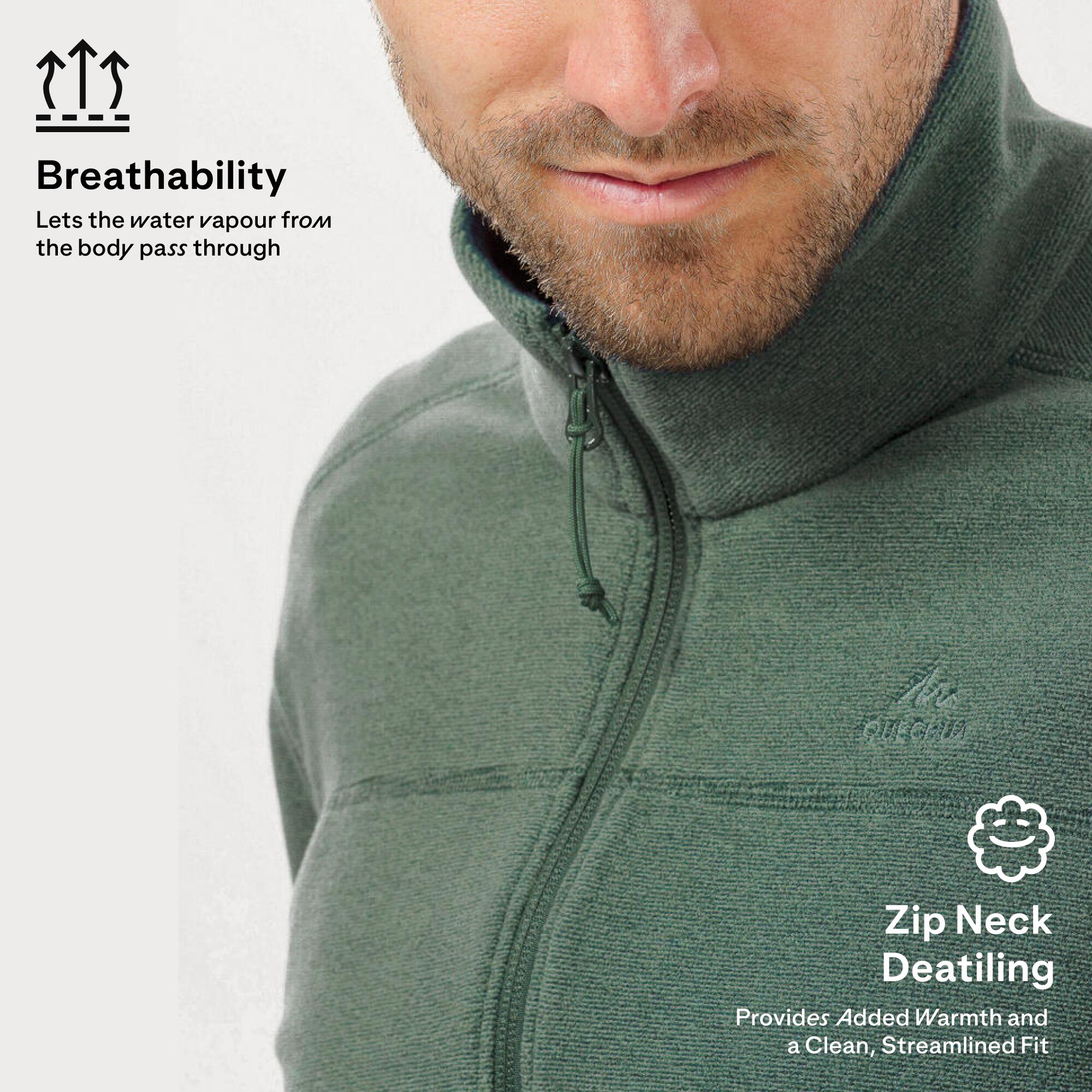 Men’s Mountain Hiking Fleece MH100 Full Zip - Green