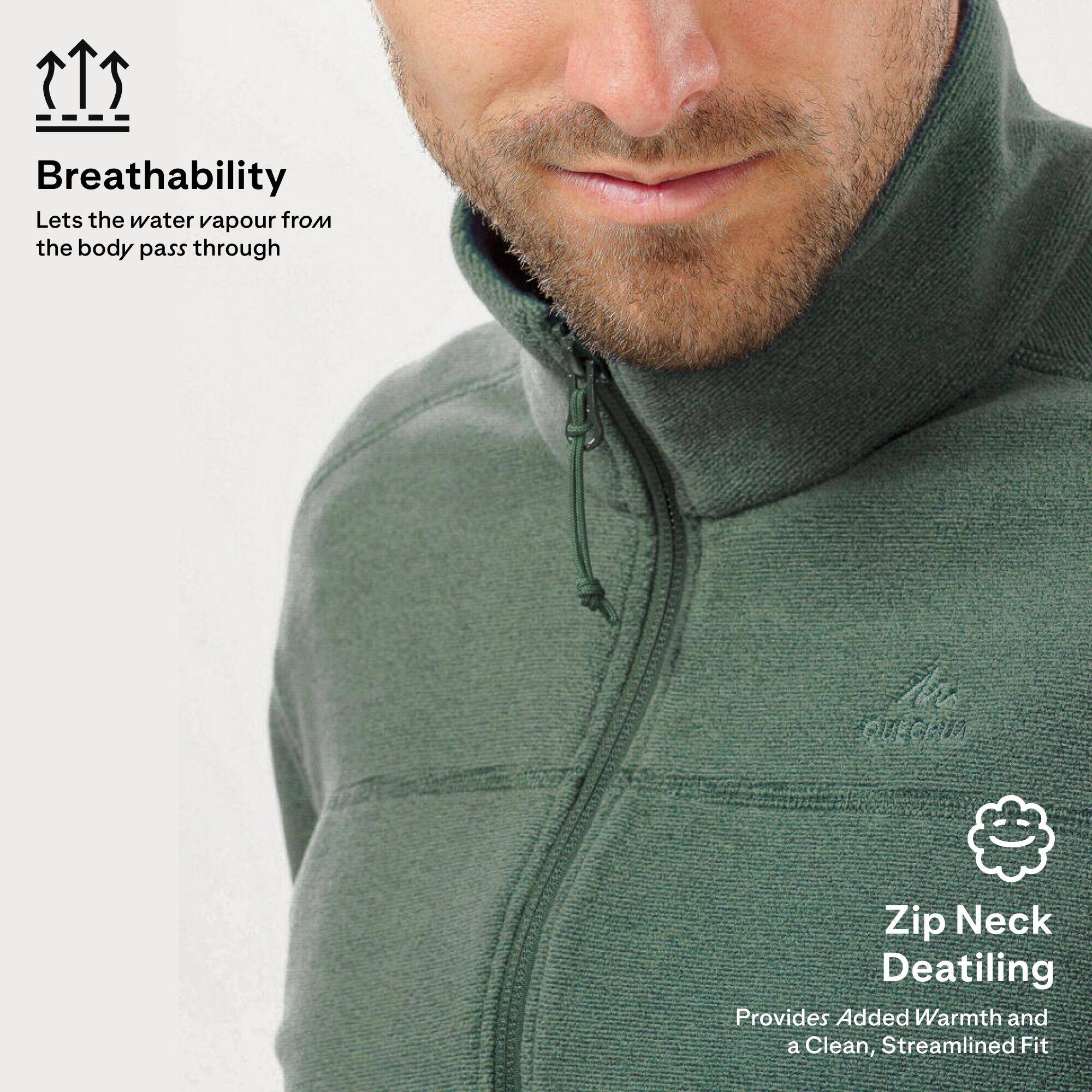 Men’s Mountain Hiking Fleece MH100 Full Zip - Green -  3