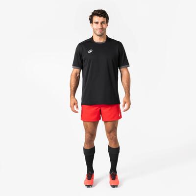 Rugbyshort r100 met zakken rood