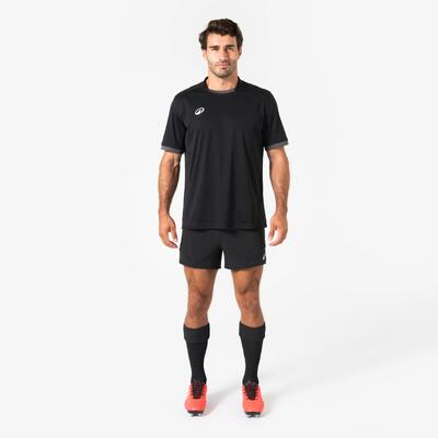 Rugbyshort voor heren r500 zwart