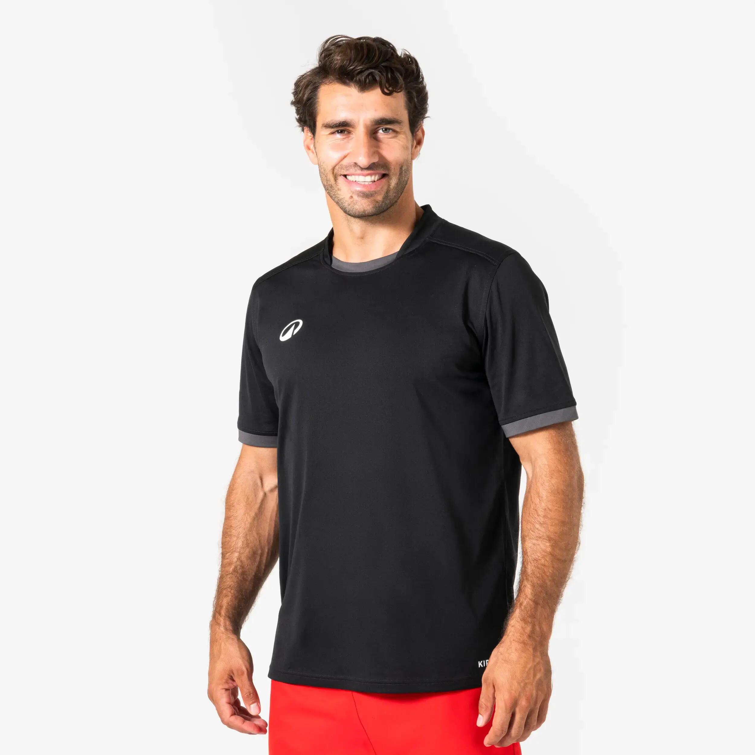 Men Rugby Short Sleeve Jersey R100 - Black -  2