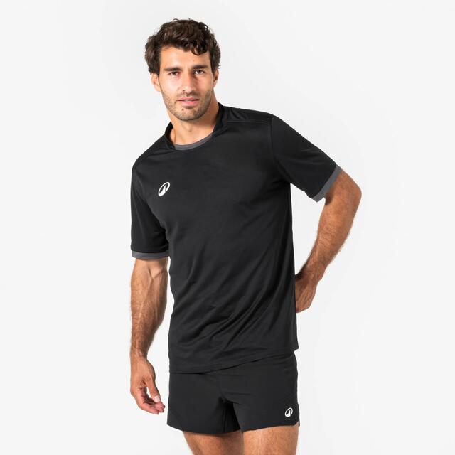 Herren Rugby Trikot kurzarm - R100 schwarz/grau