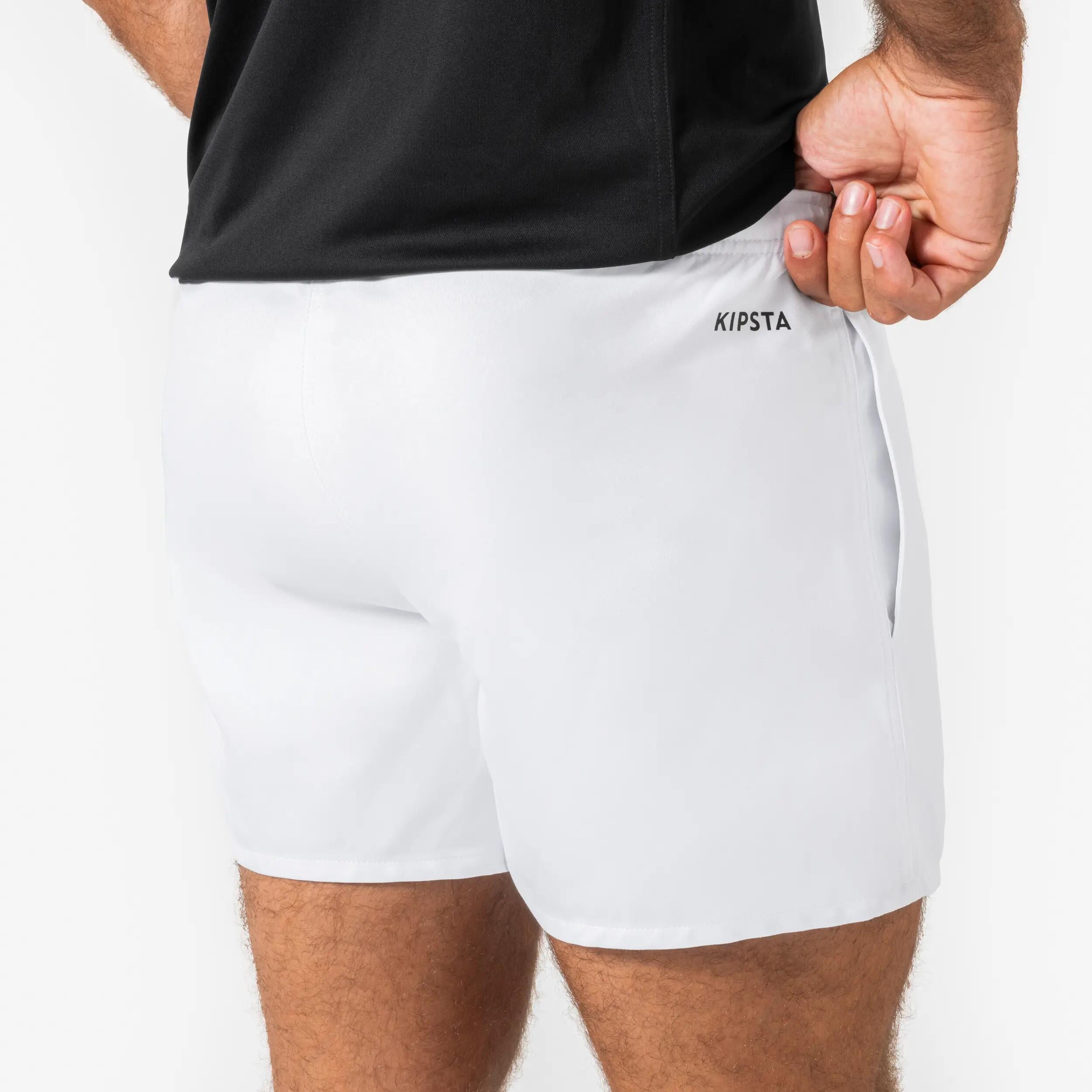 Rugbyshort met zakken voor volwassenen R100 wit 8/25