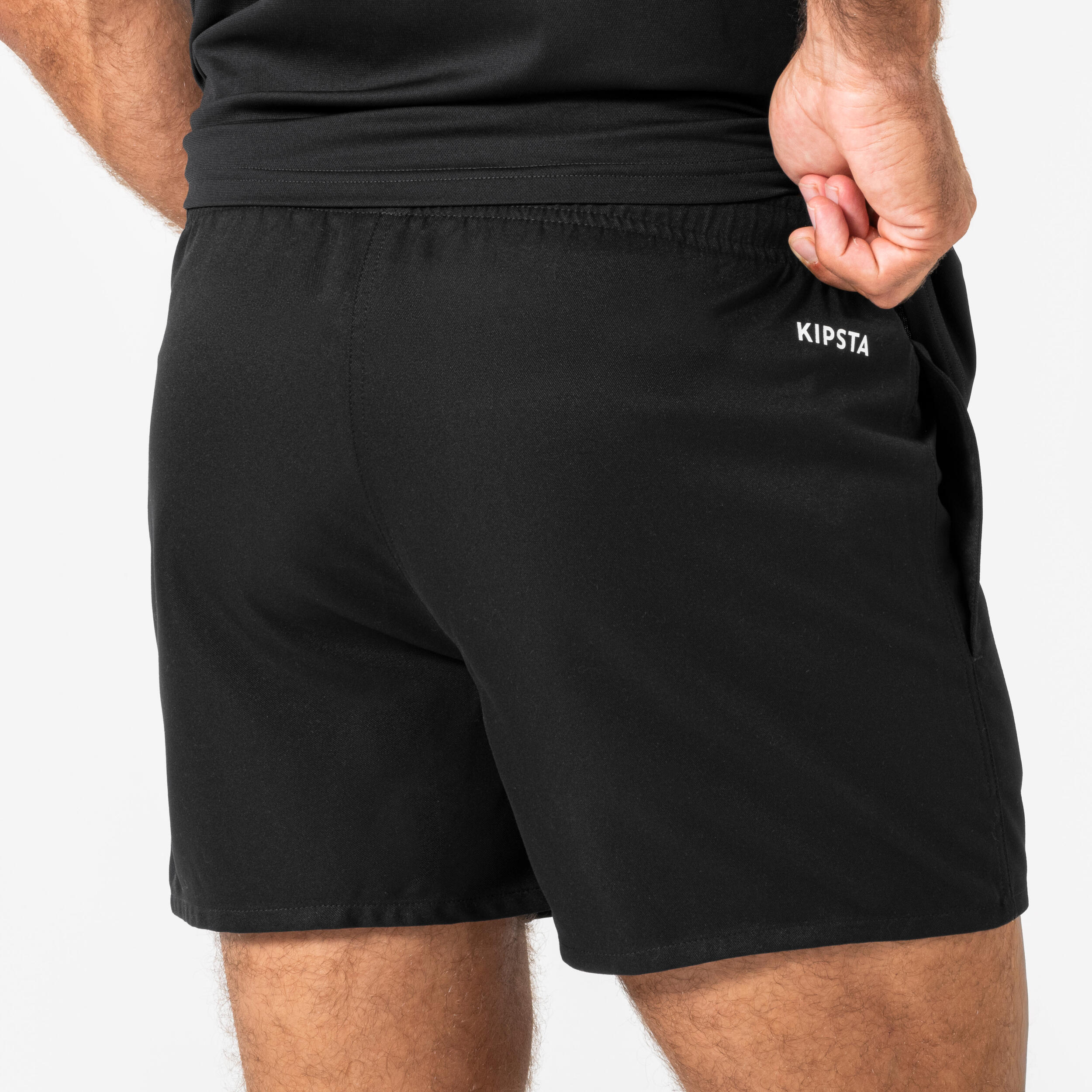 Short rugby adulto con bolsillos R100 negro  15/31