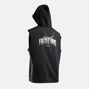 Camiseta Sin Mangas Boxeo Hombre Negro Capucha Corte Ancho