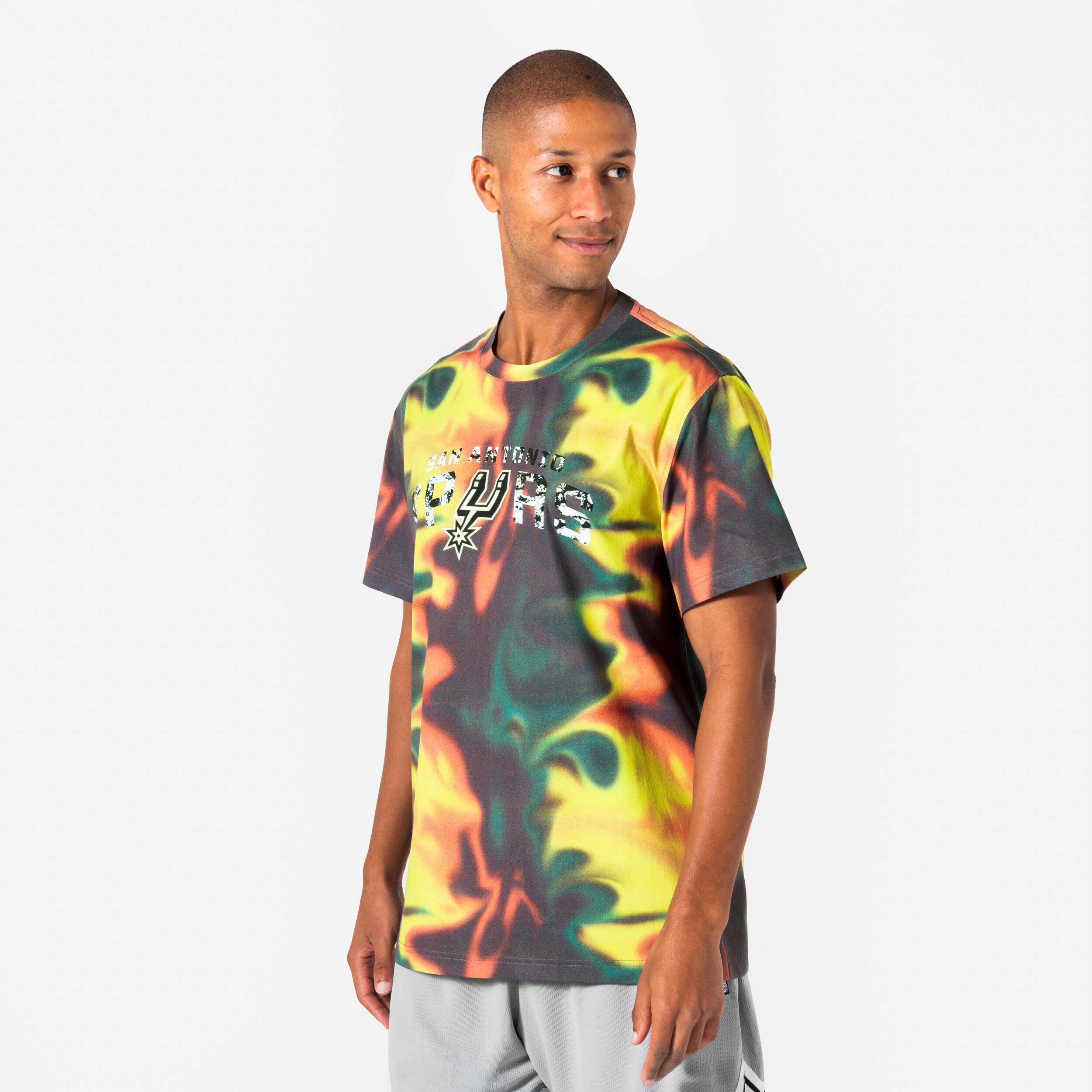 Men's/Women's Basketball T-Shirt 500 - NBA Spurs/Camo/Yellow -  1