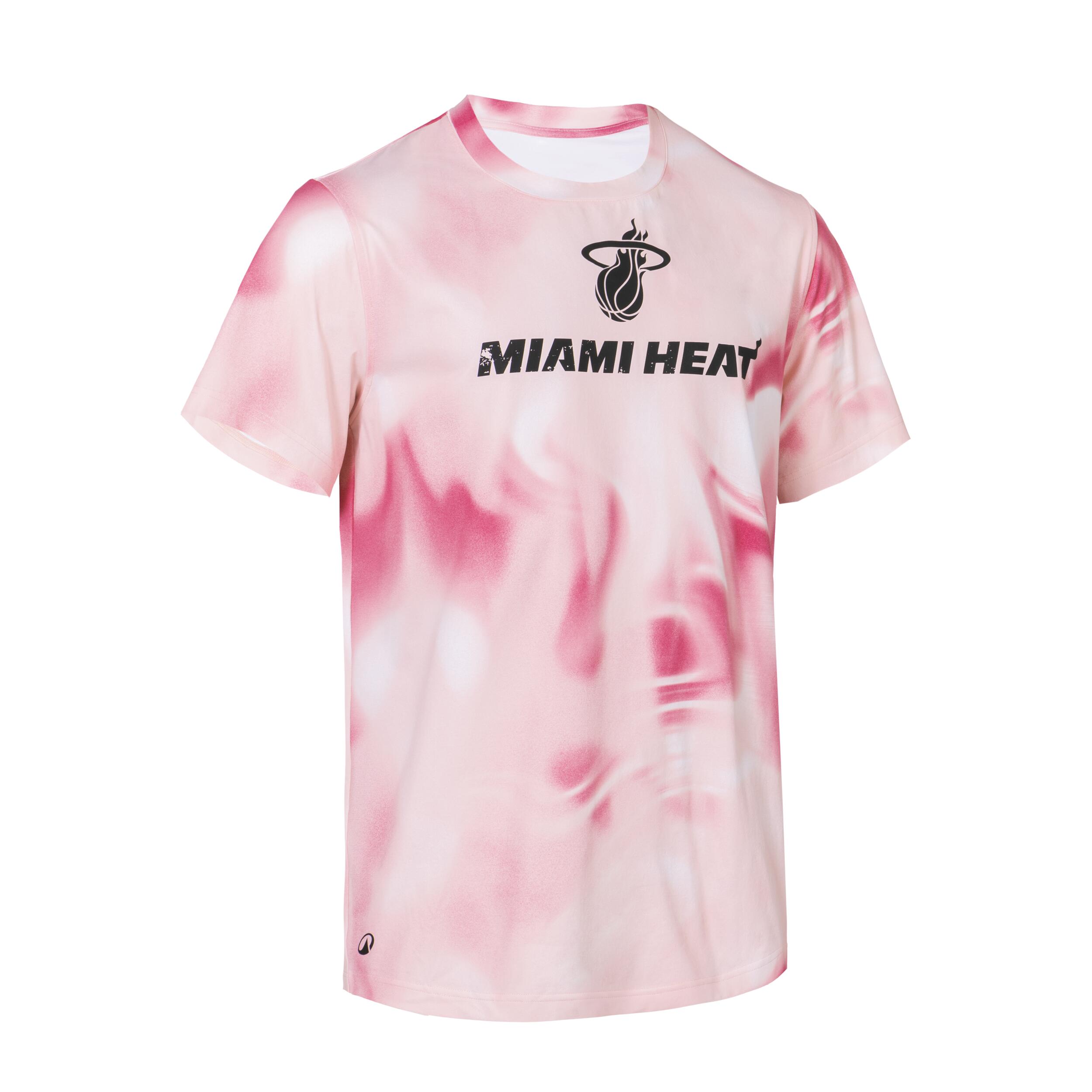 Camisola de Manga Curta de Basquetebol Homem/Mulher 900 NBA Miami Rosa 4/6
