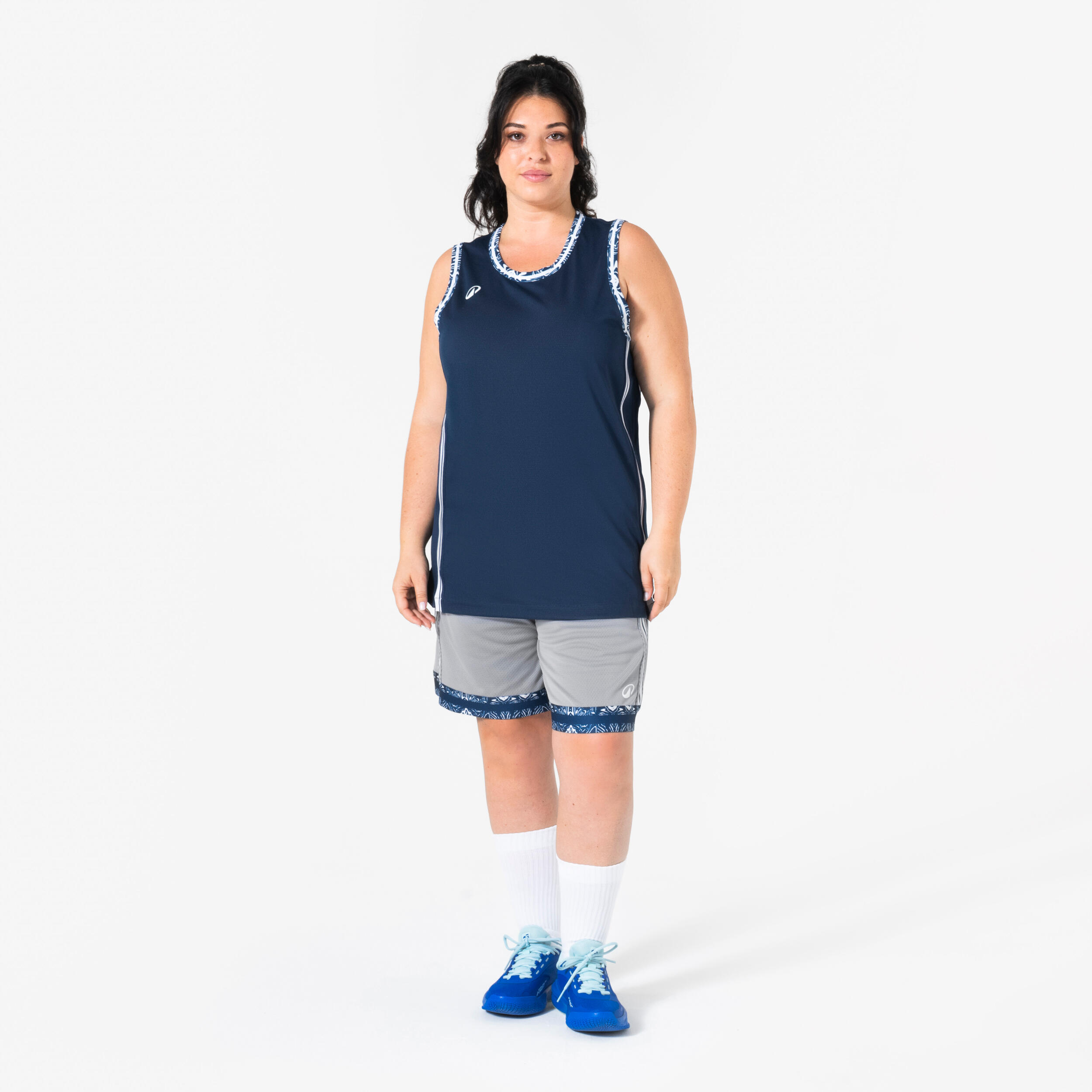 Adult Reversible Sleeveless Basketball Shirt TKR-500 - Grey/Blue