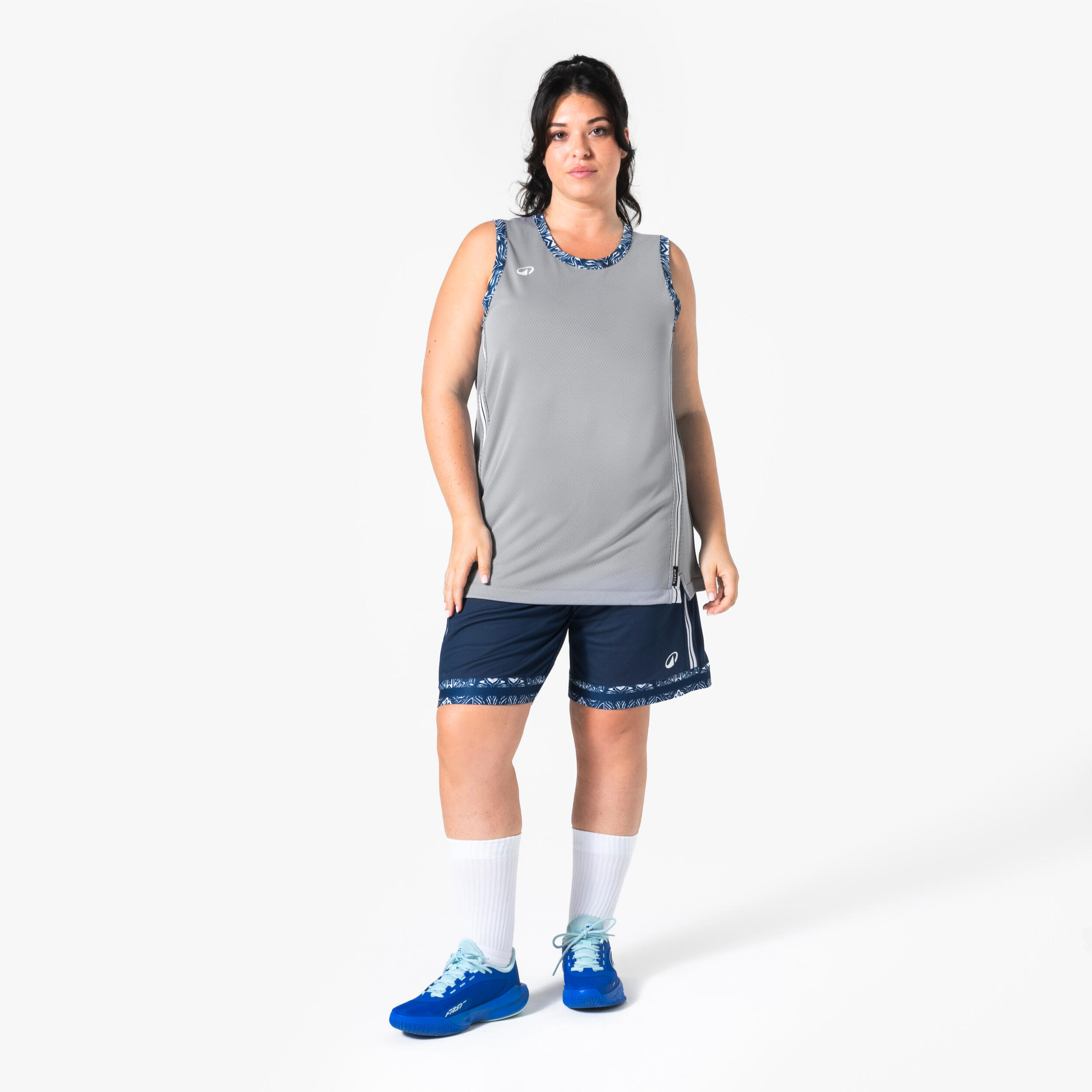 Damen/Herren Basketball Shorts wendbar - Short 500 blau/grau 7/7